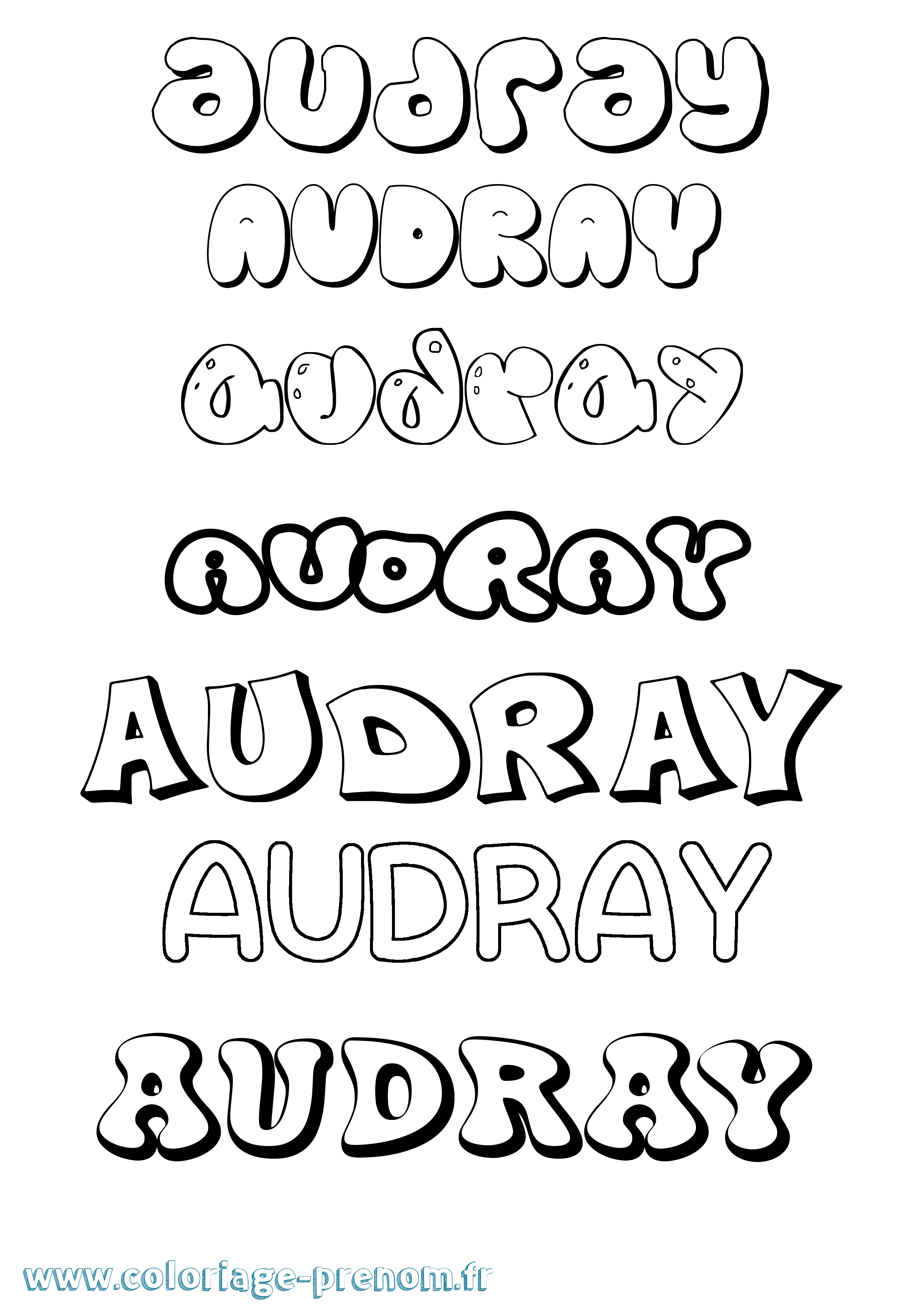 Coloriage prénom Audray Bubble