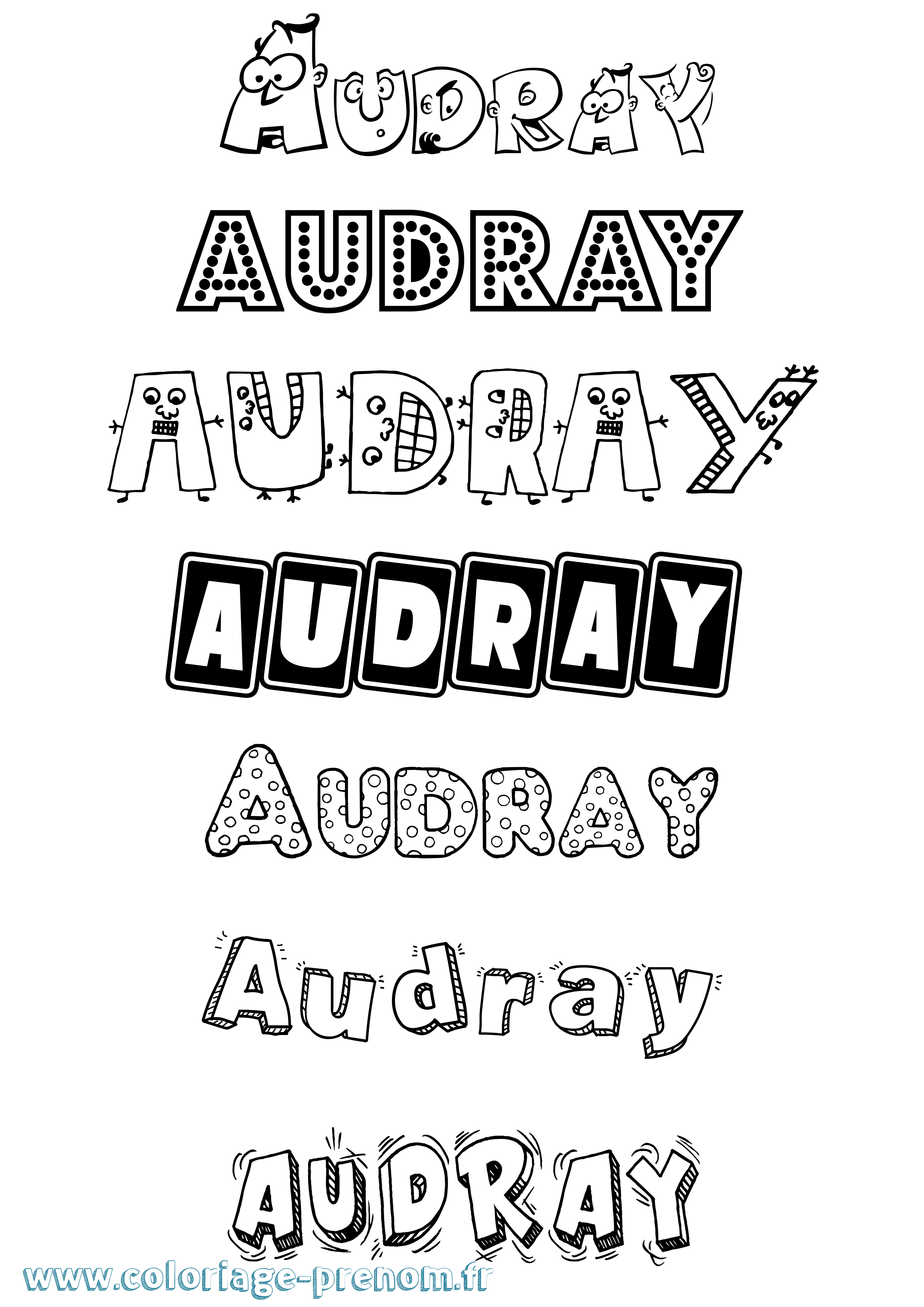Coloriage prénom Audray Fun