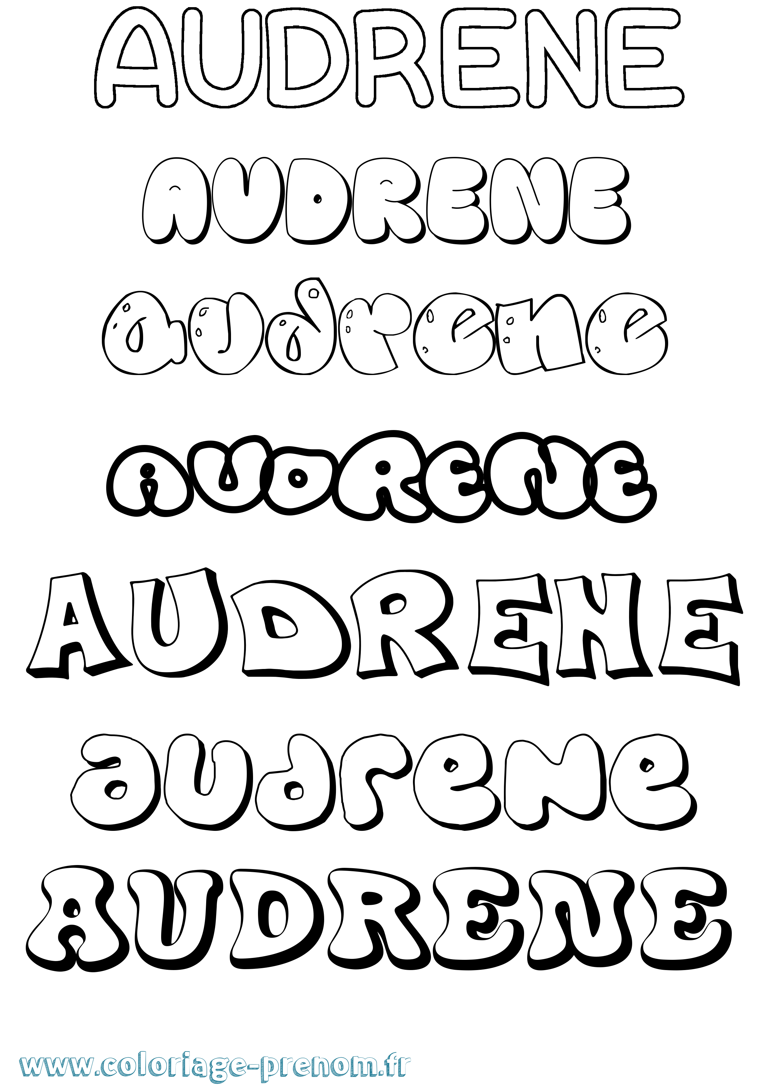Coloriage prénom Audrene Bubble