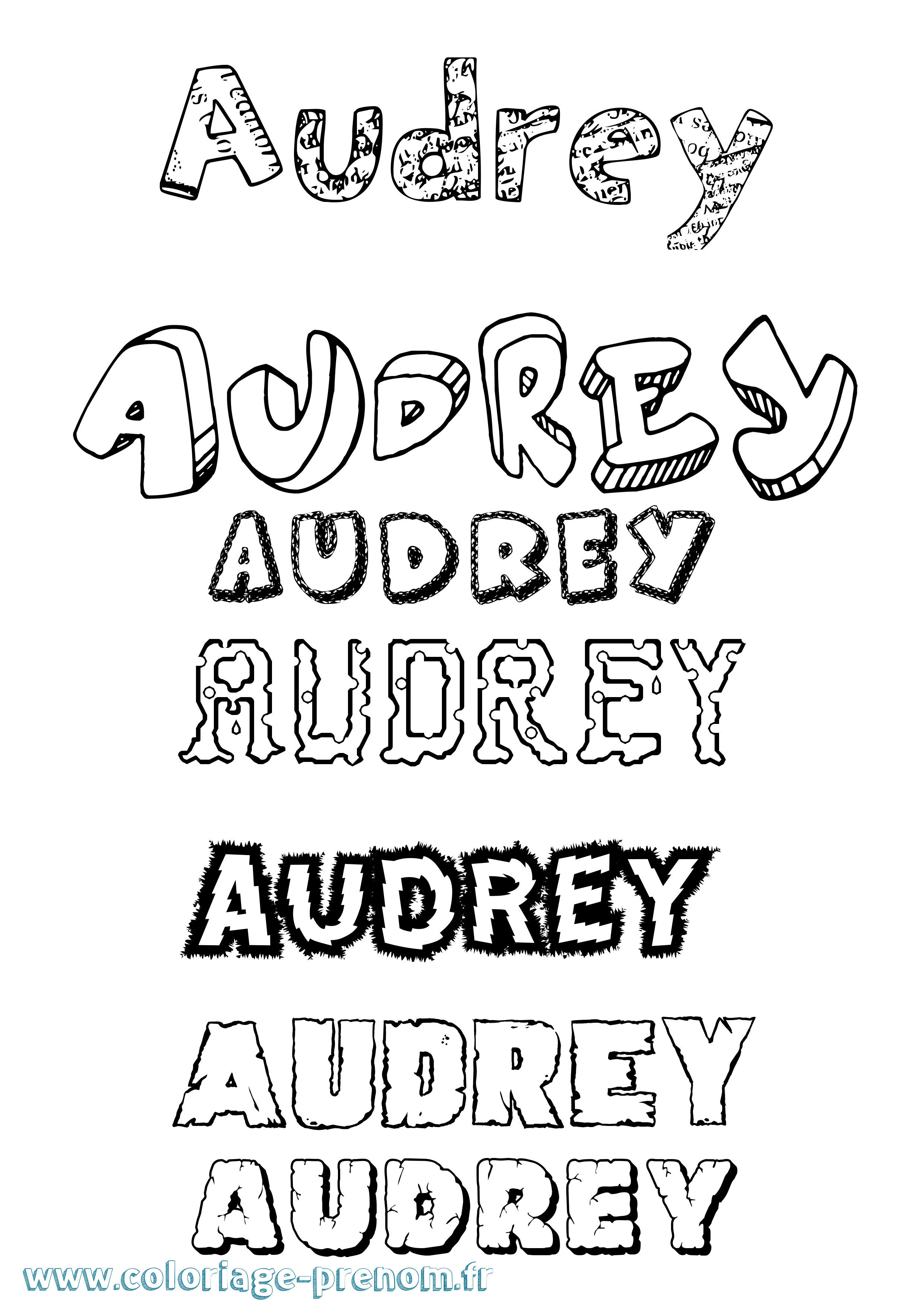 Coloriage prénom Audrey Destructuré