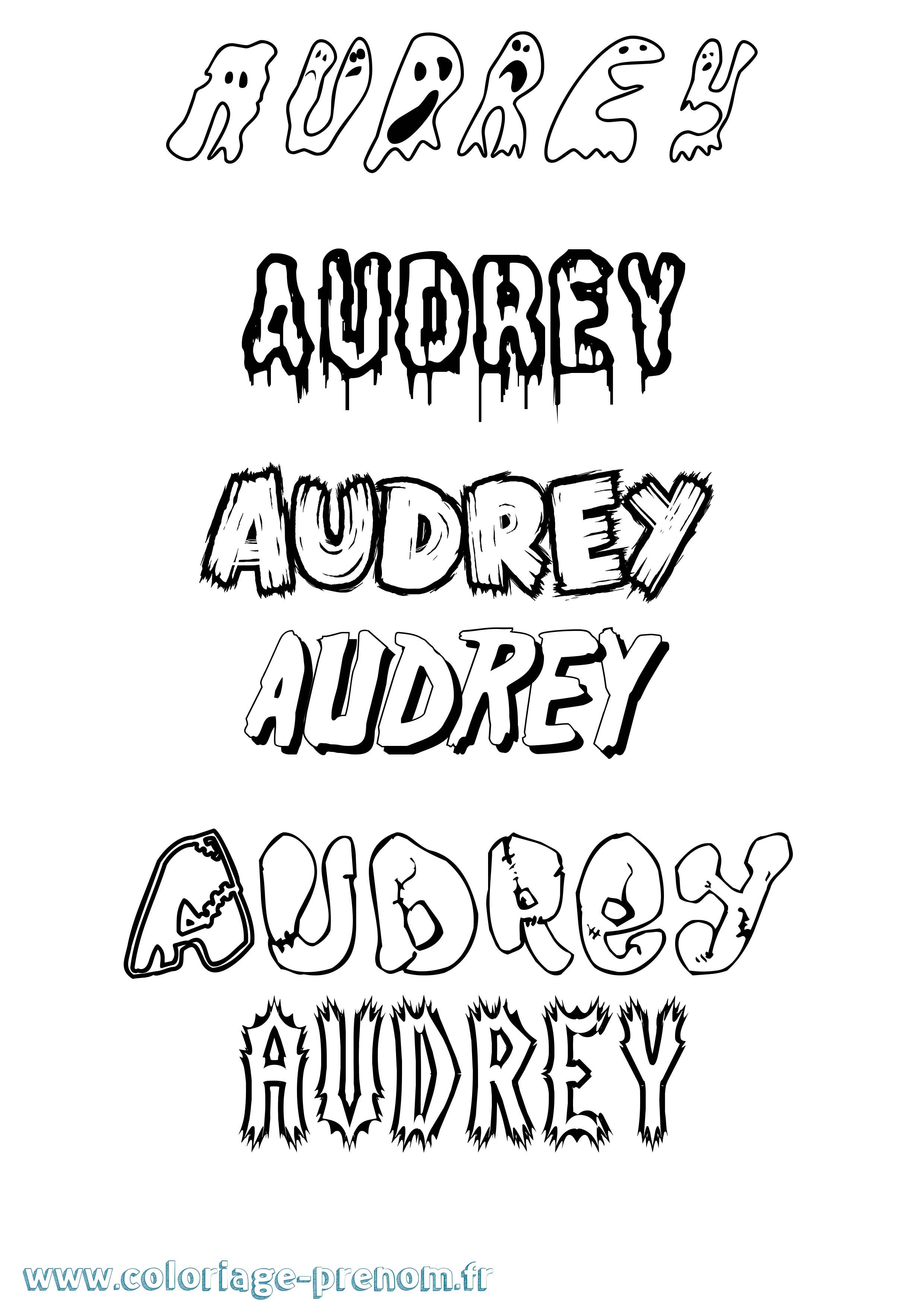 Coloriage prénom Audrey Frisson