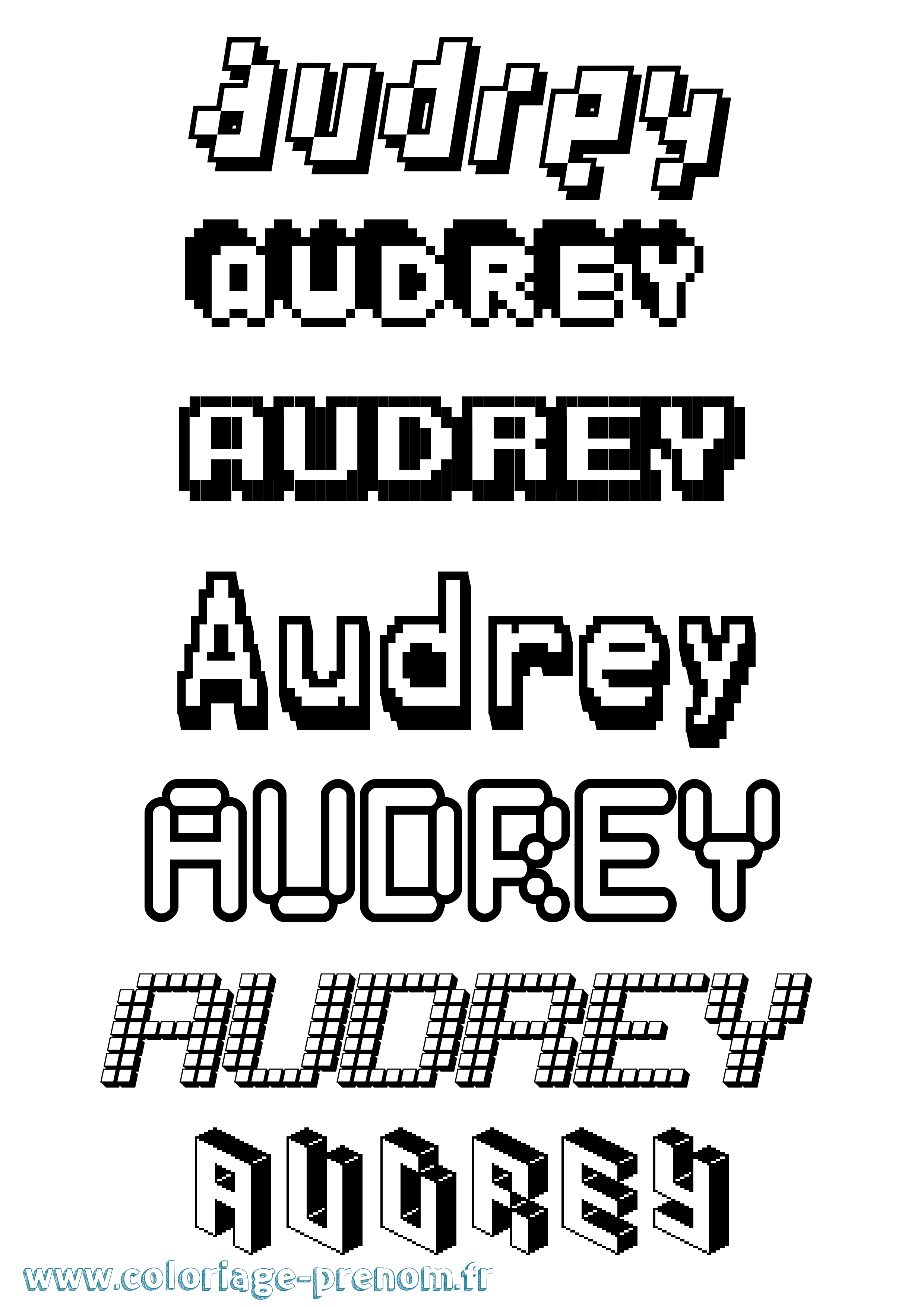 Coloriage prénom Audrey Pixel