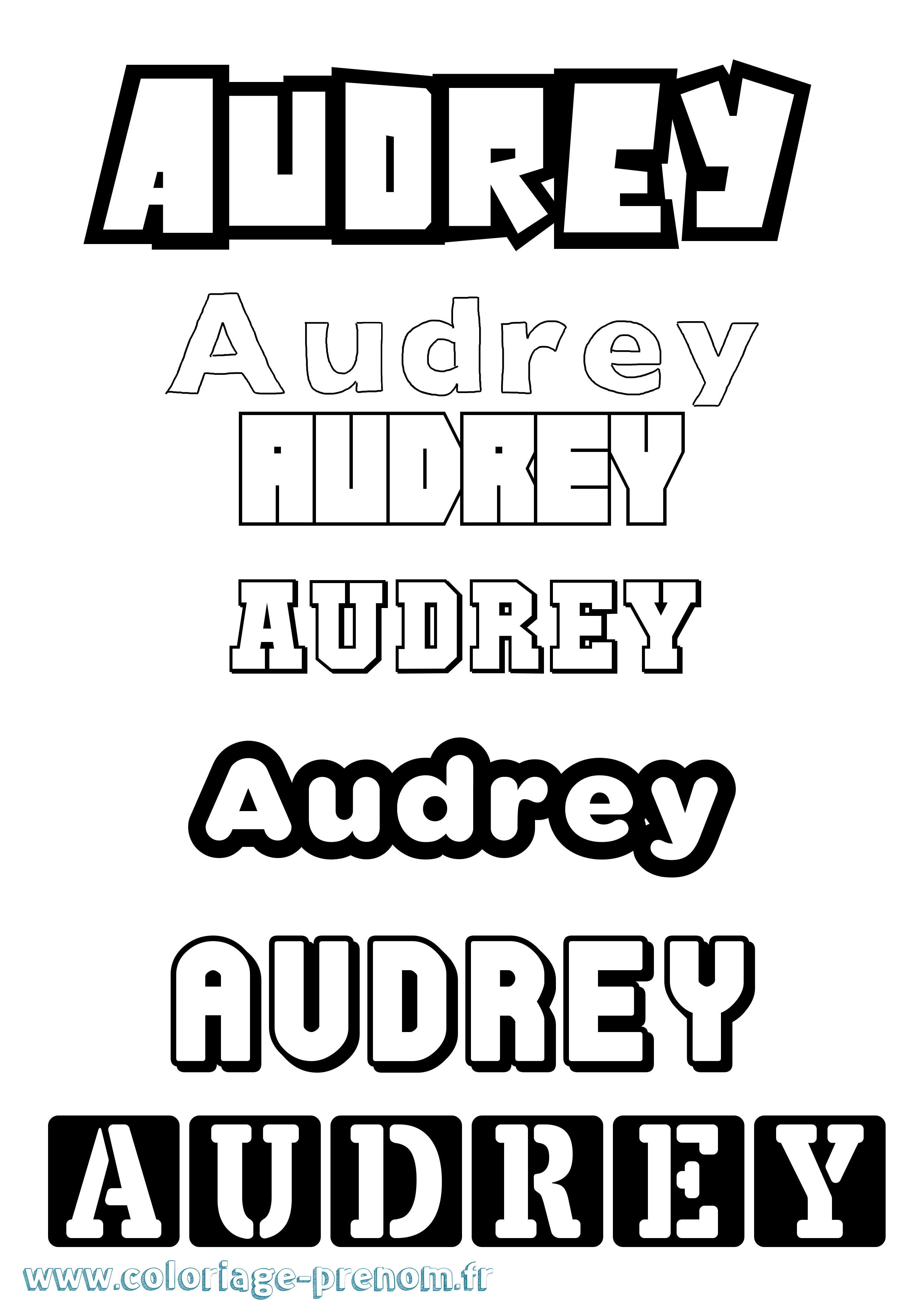 Coloriage Audrey Coloriage prénom Audrey