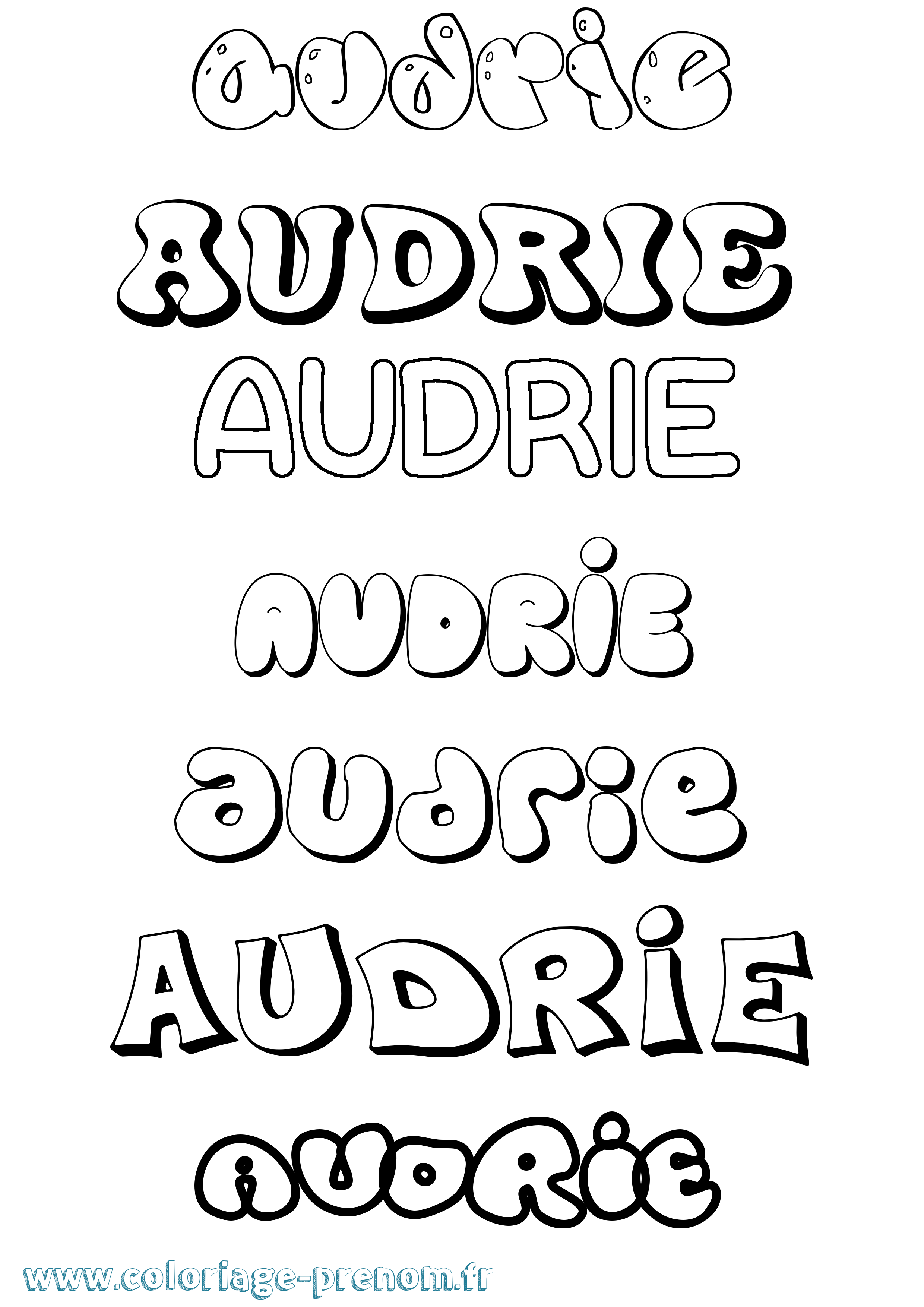 Coloriage prénom Audrie Bubble