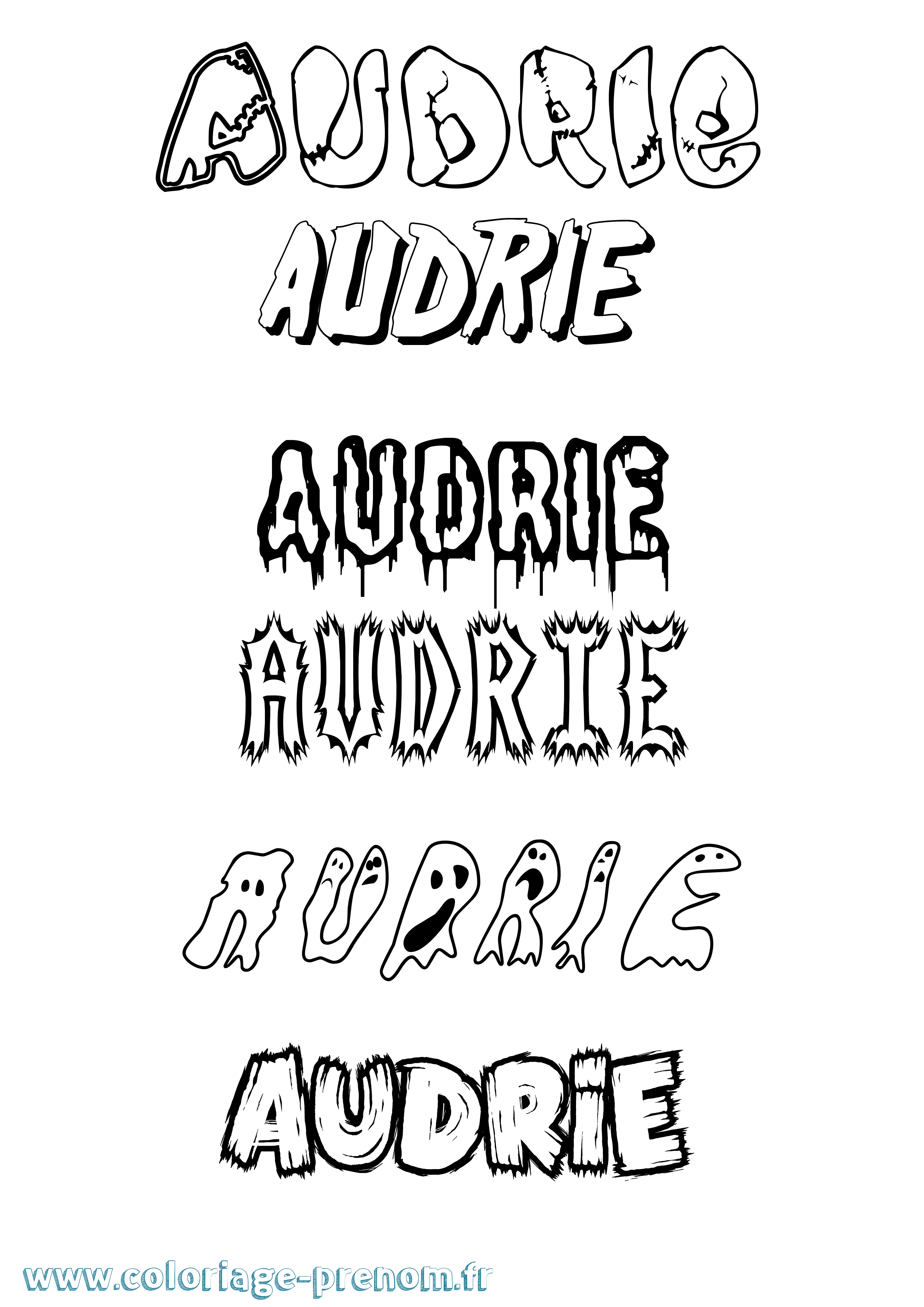 Coloriage prénom Audrie Frisson