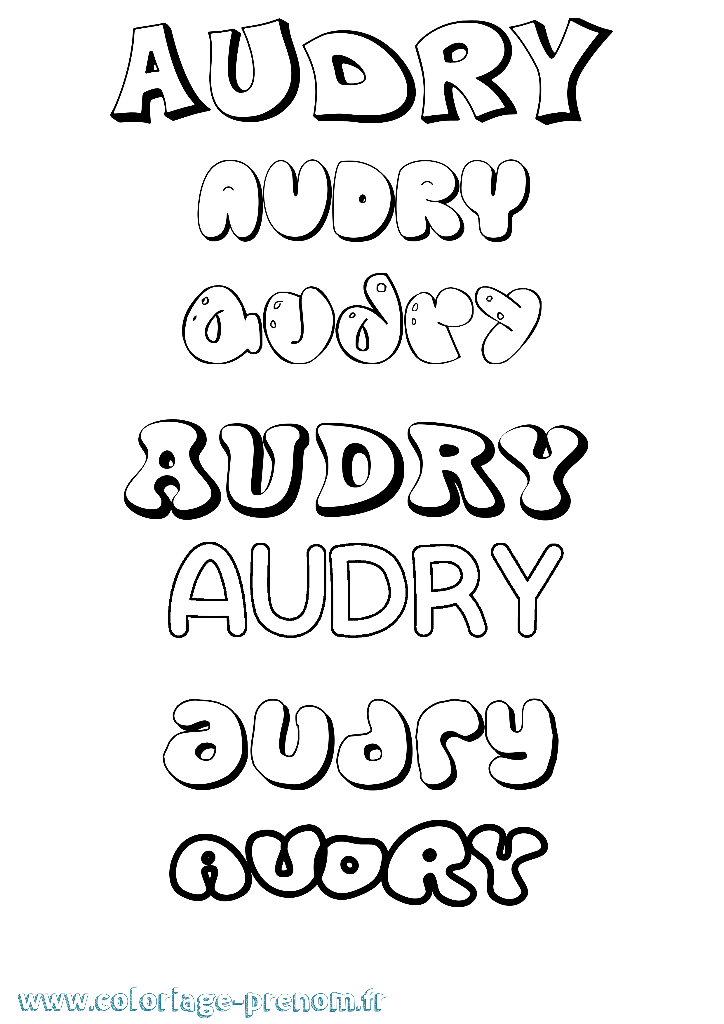 Coloriage prénom Audry Bubble