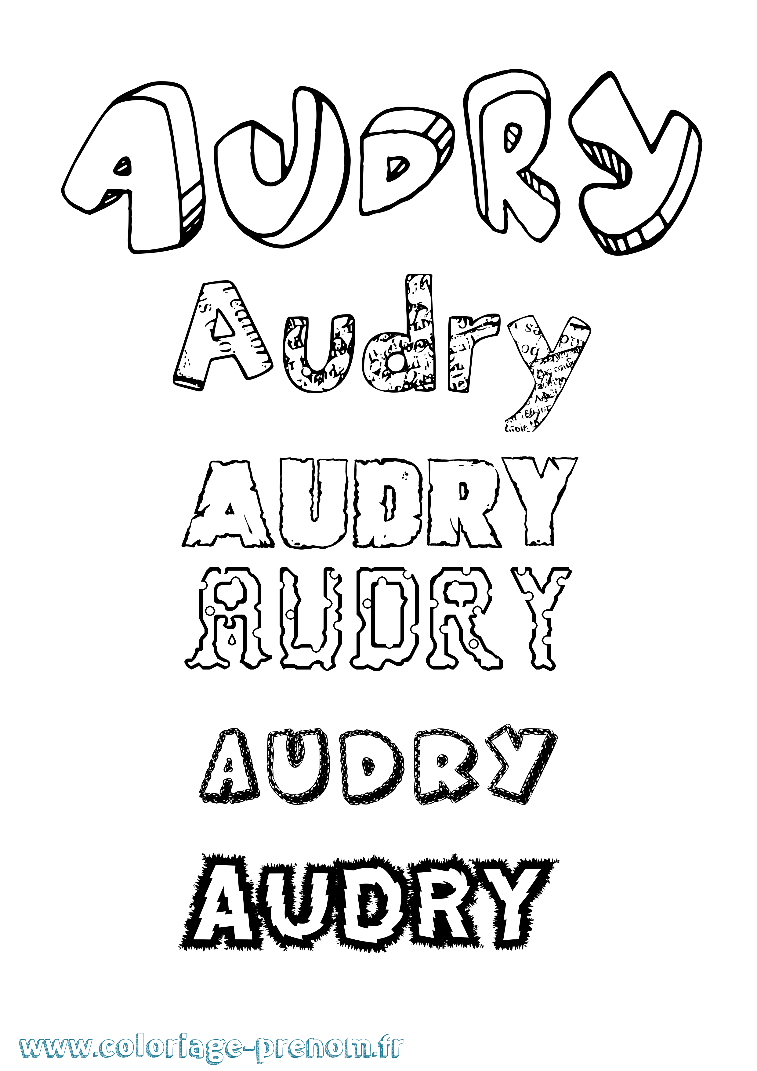 Coloriage prénom Audry Destructuré