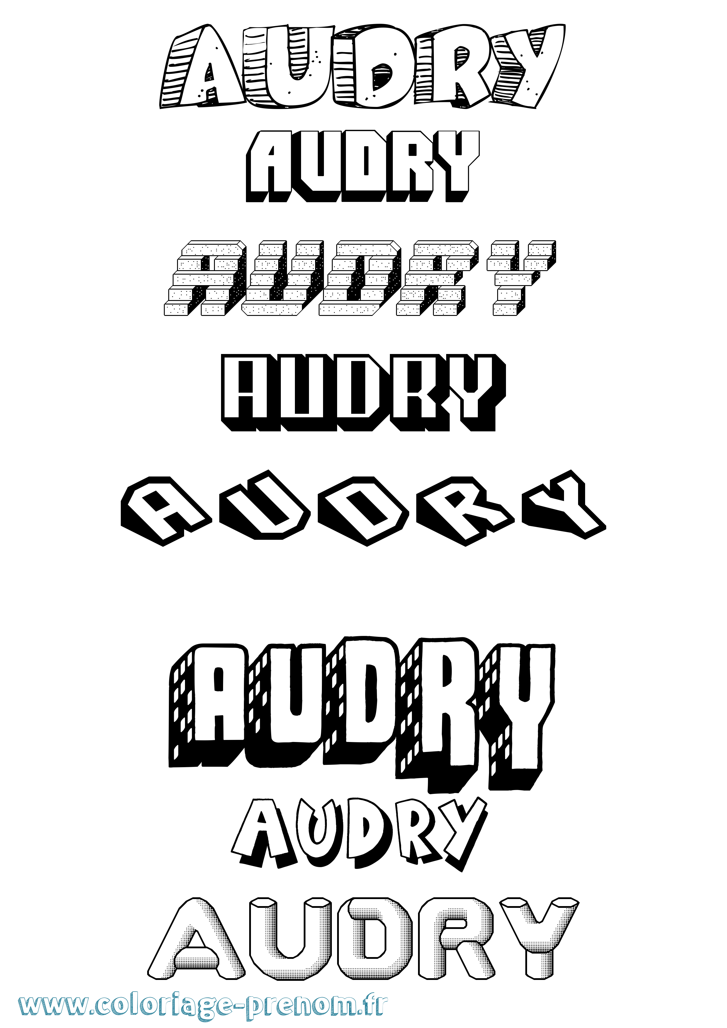 Coloriage prénom Audry Effet 3D