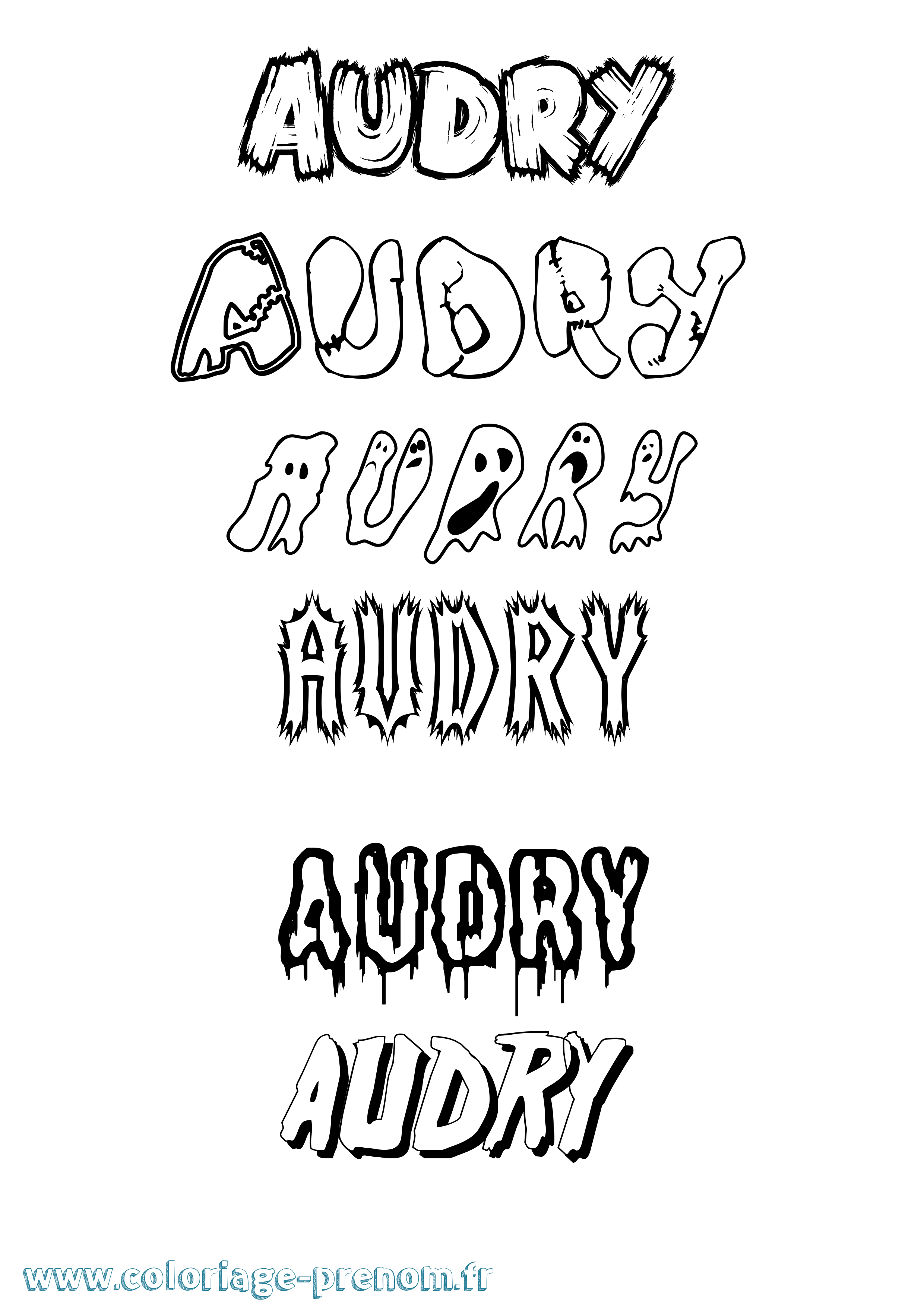 Coloriage prénom Audry Frisson