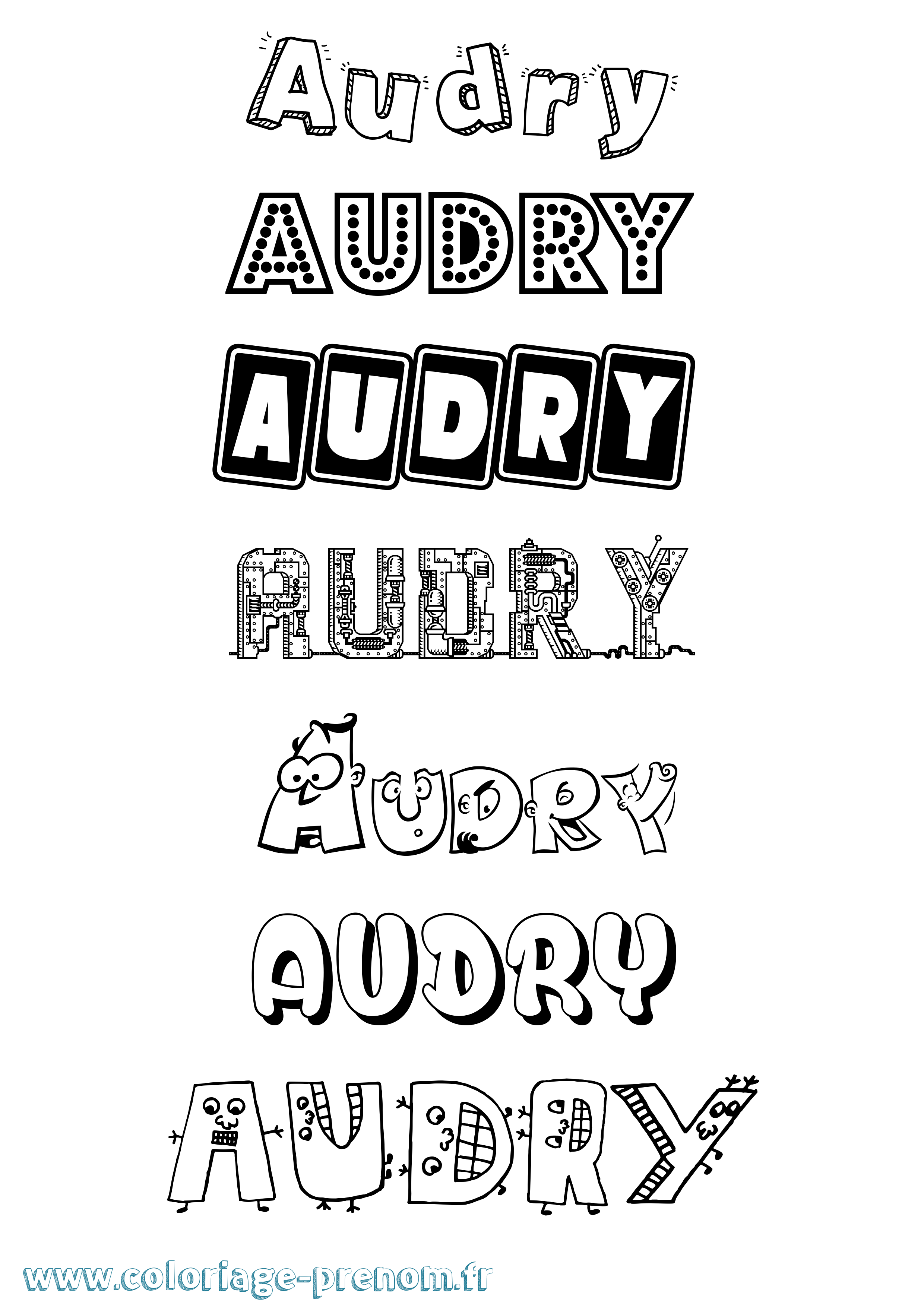 Coloriage prénom Audry Fun