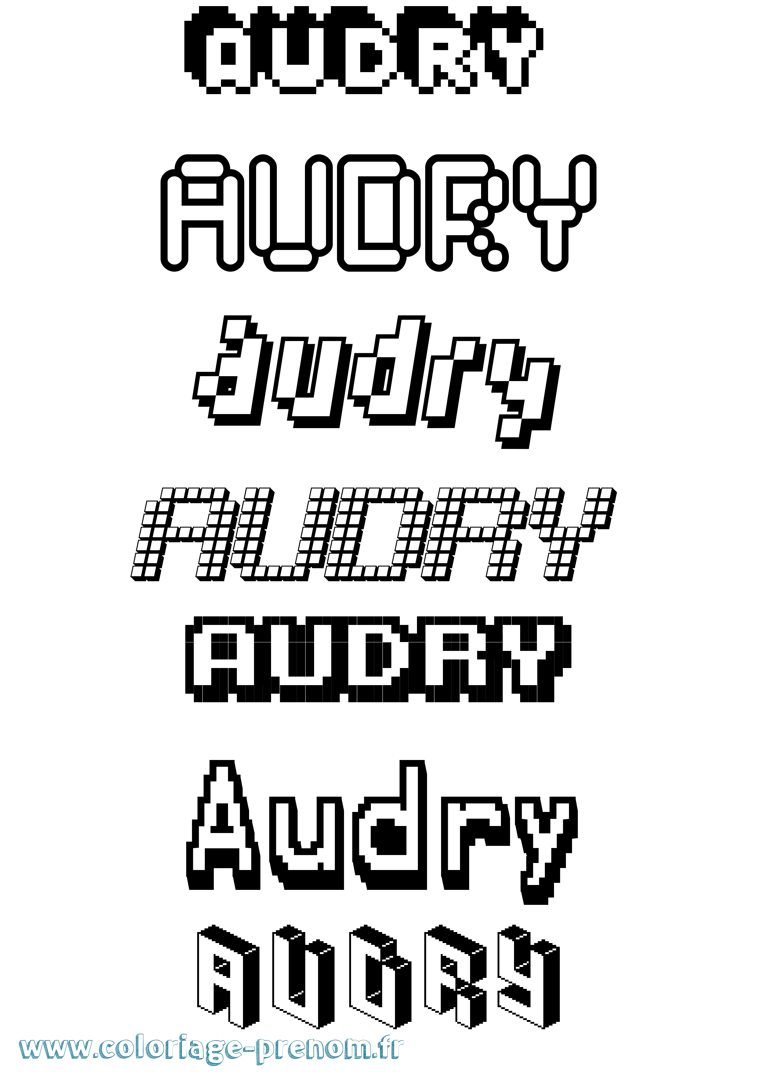 Coloriage prénom Audry Pixel