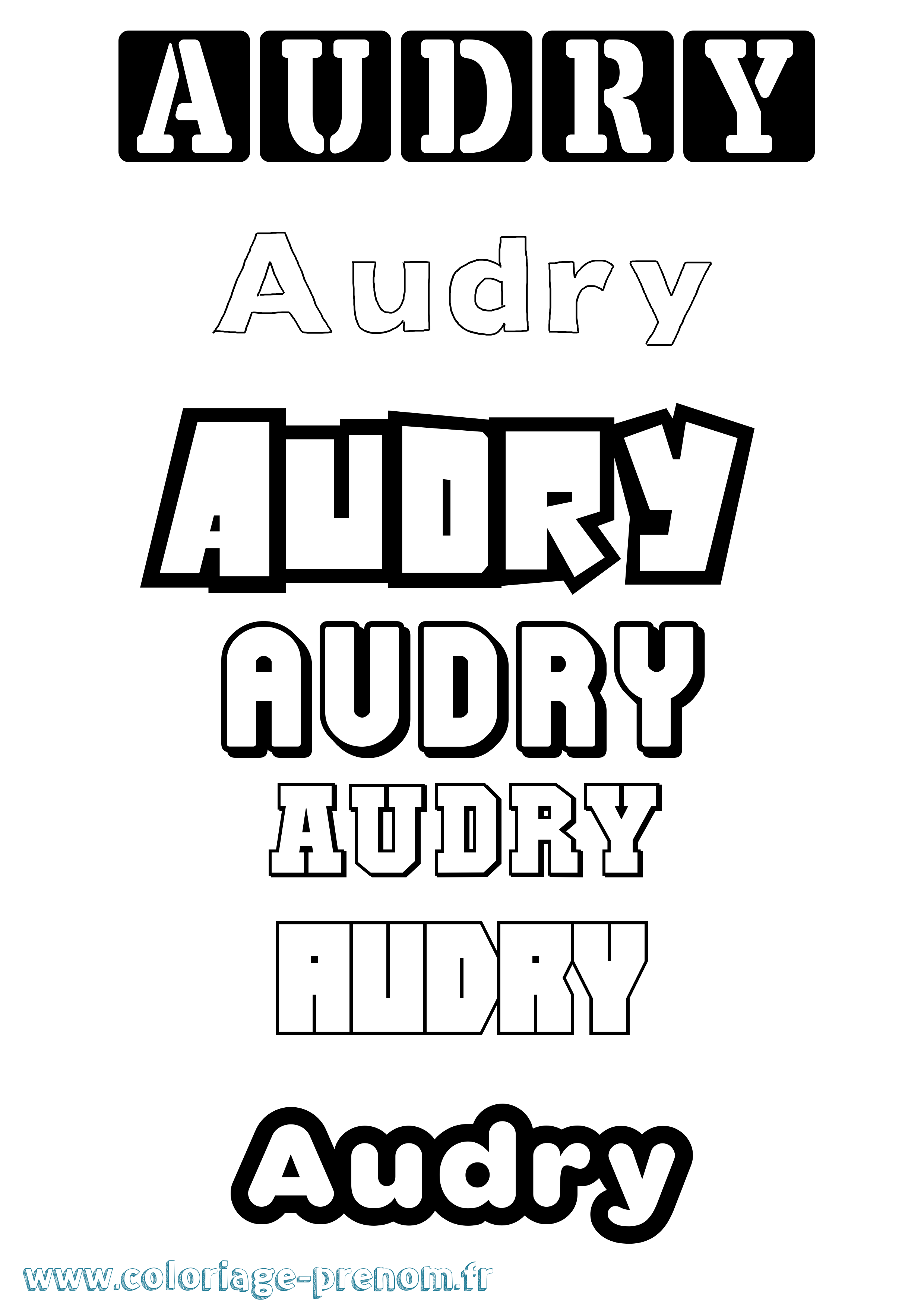 Coloriage prénom Audry Simple