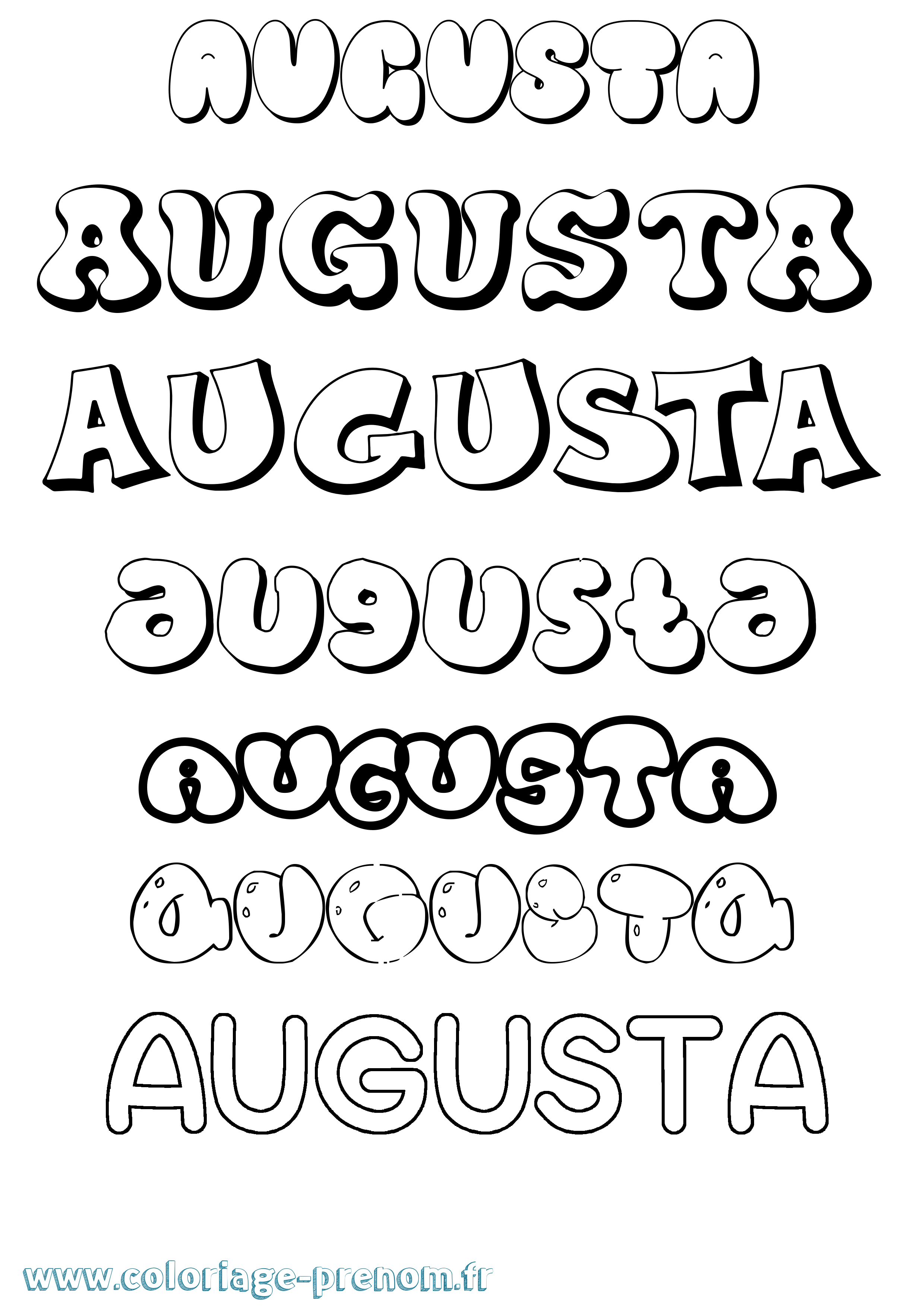 Coloriage Augusta Bubble Coloriage prénom Augusta Bubble