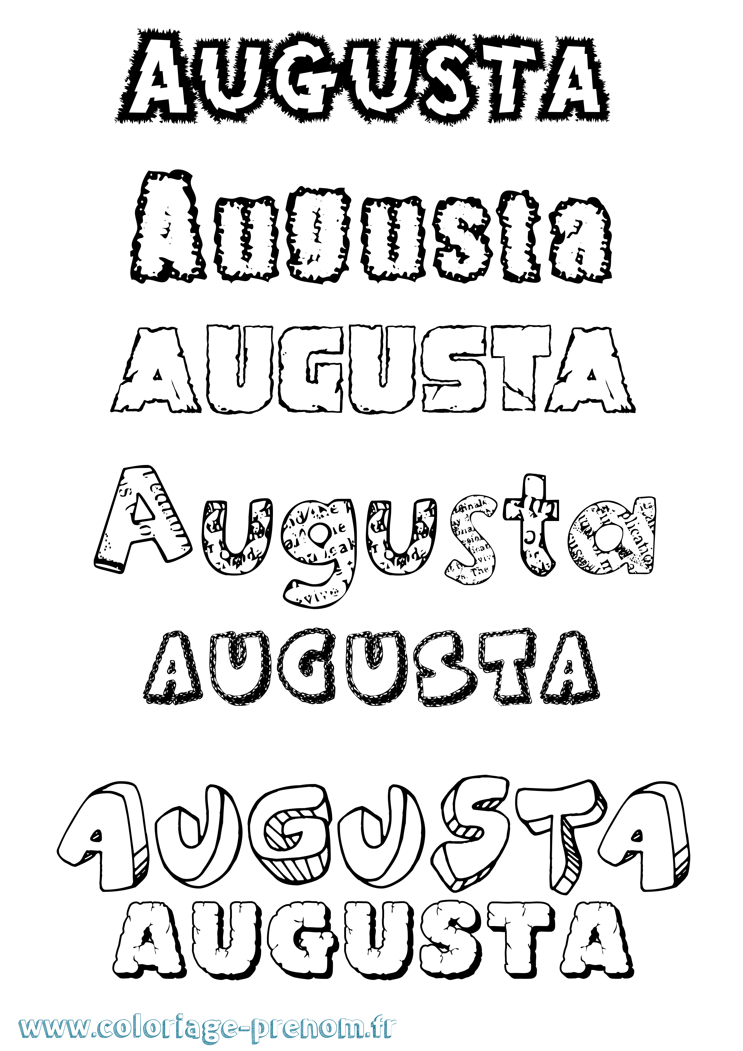 Coloriage prénom Augusta Destructuré