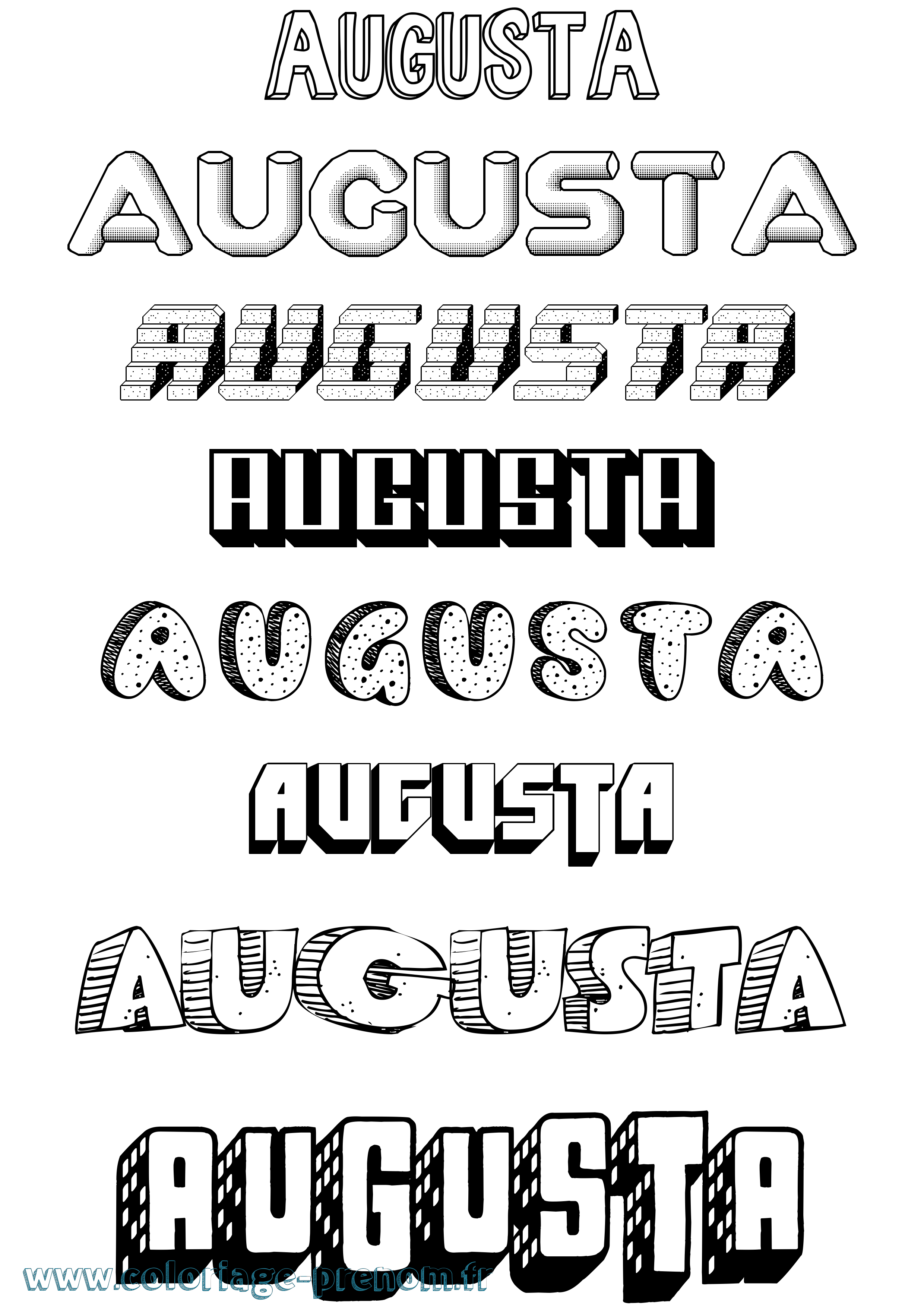 Coloriage Augusta Effet 3D Coloriage prénom Augusta Effet 3D