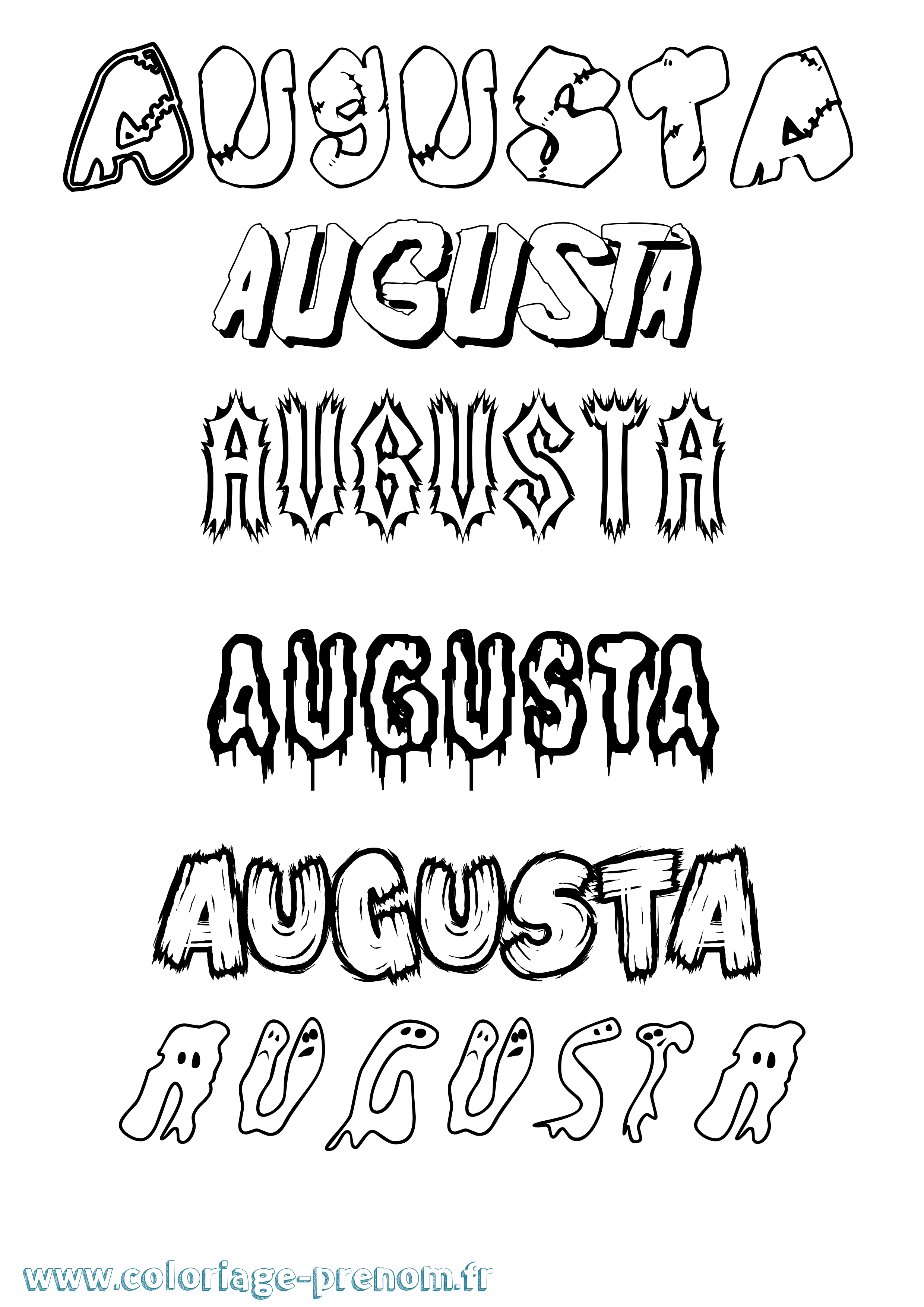 Coloriage Augusta Frisson Coloriage prénom Augusta Frisson