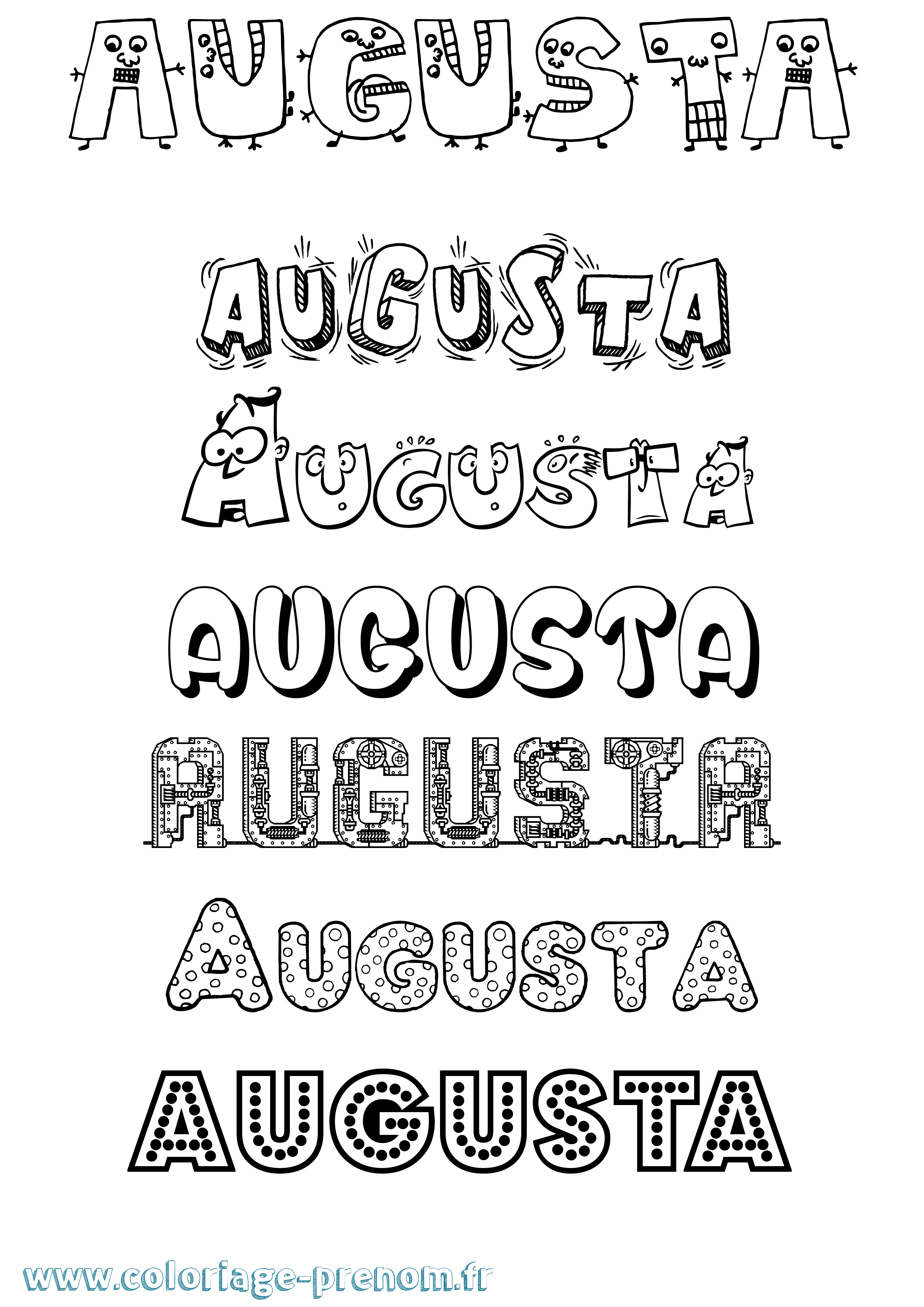 Coloriage Augusta Fun Coloriage prénom Augusta Fun
