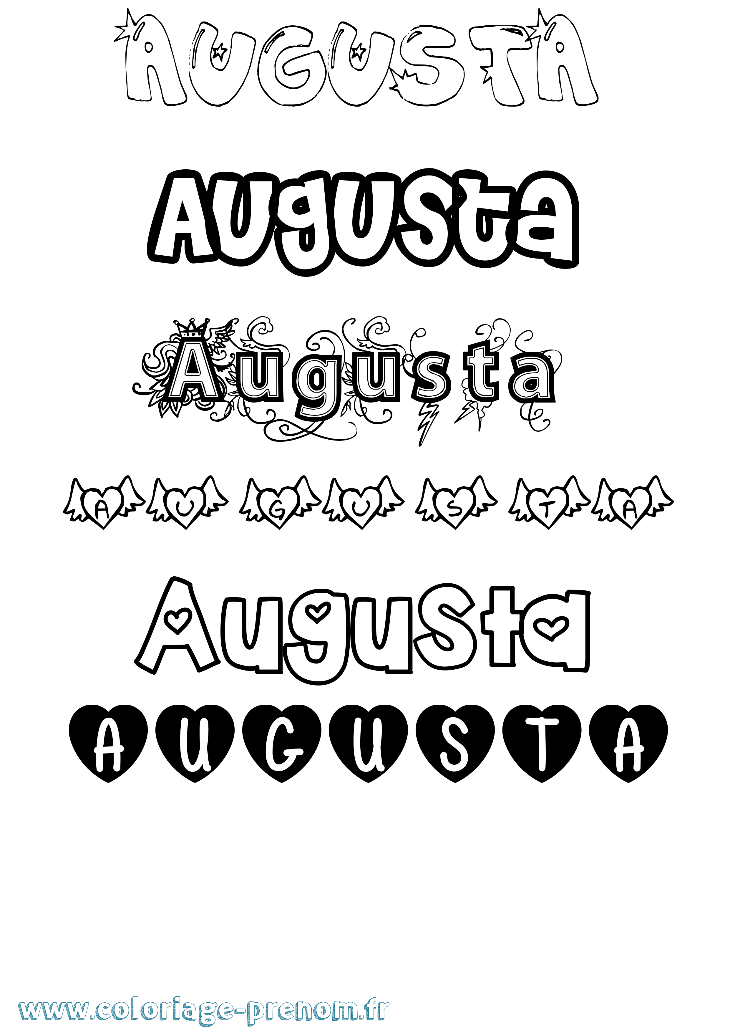 Coloriage Augusta Girly Coloriage prénom Augusta Girly