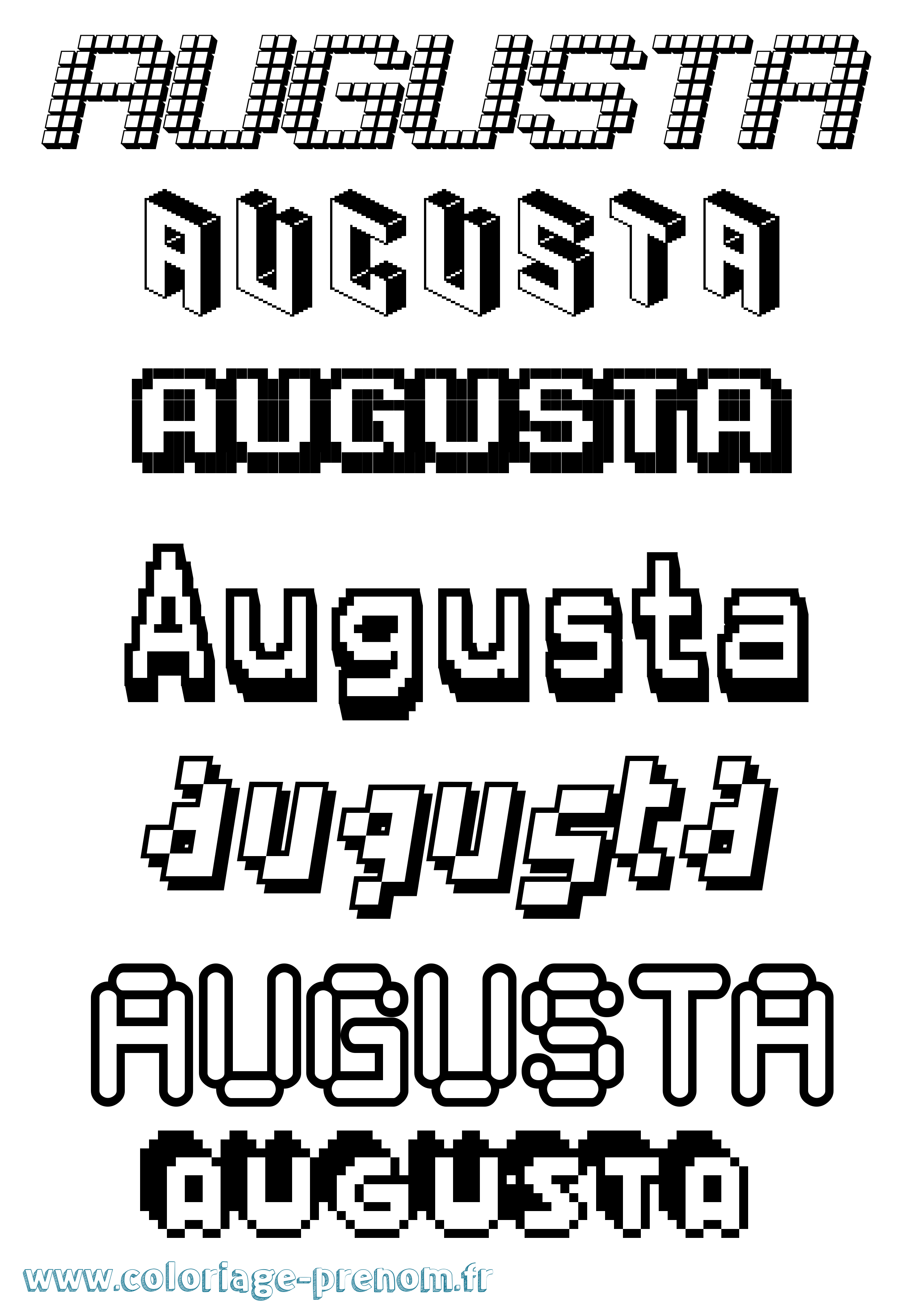 Coloriage Augusta Pixel Coloriage prénom Augusta Pixel