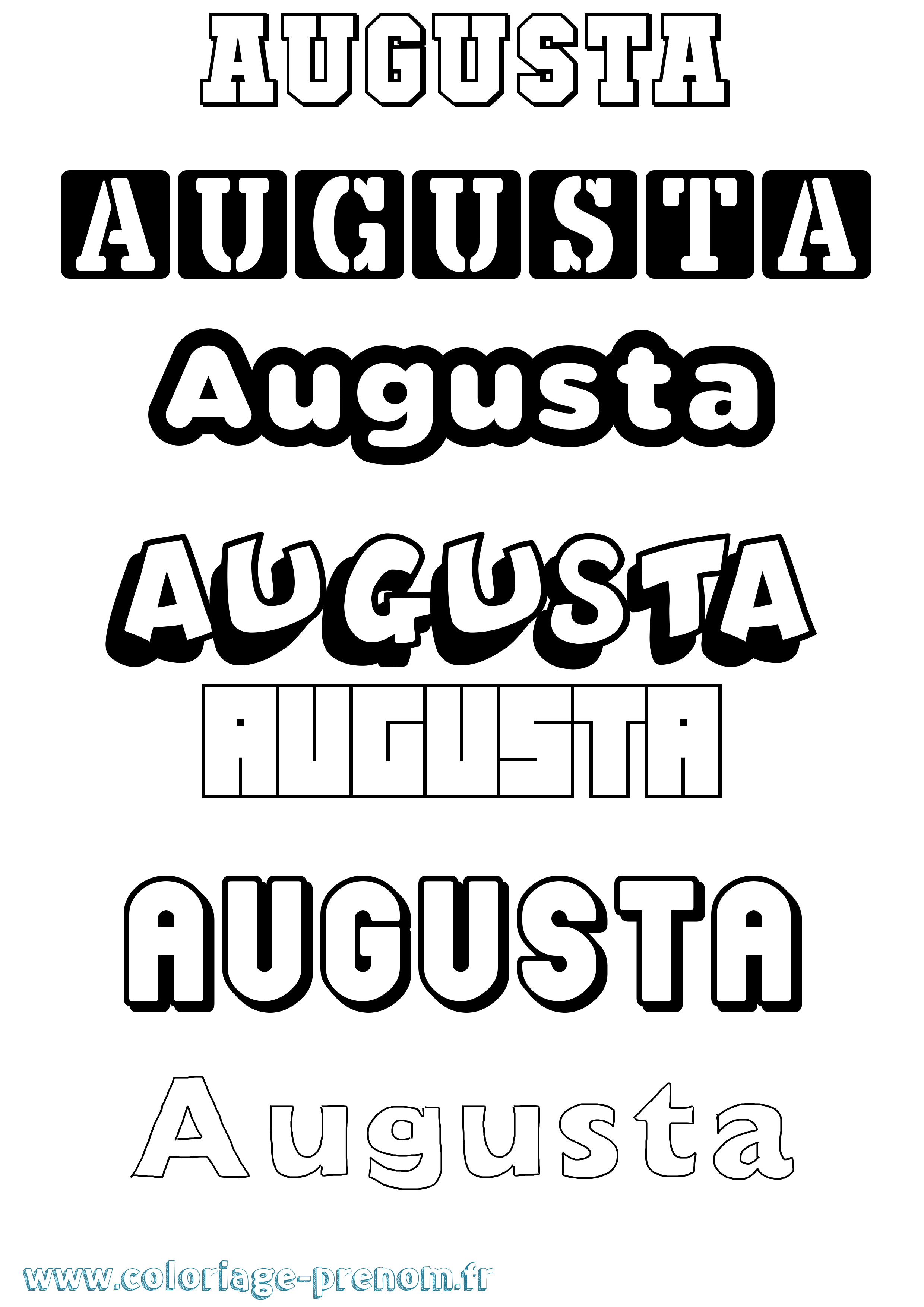 Coloriage prénom Augusta Simple