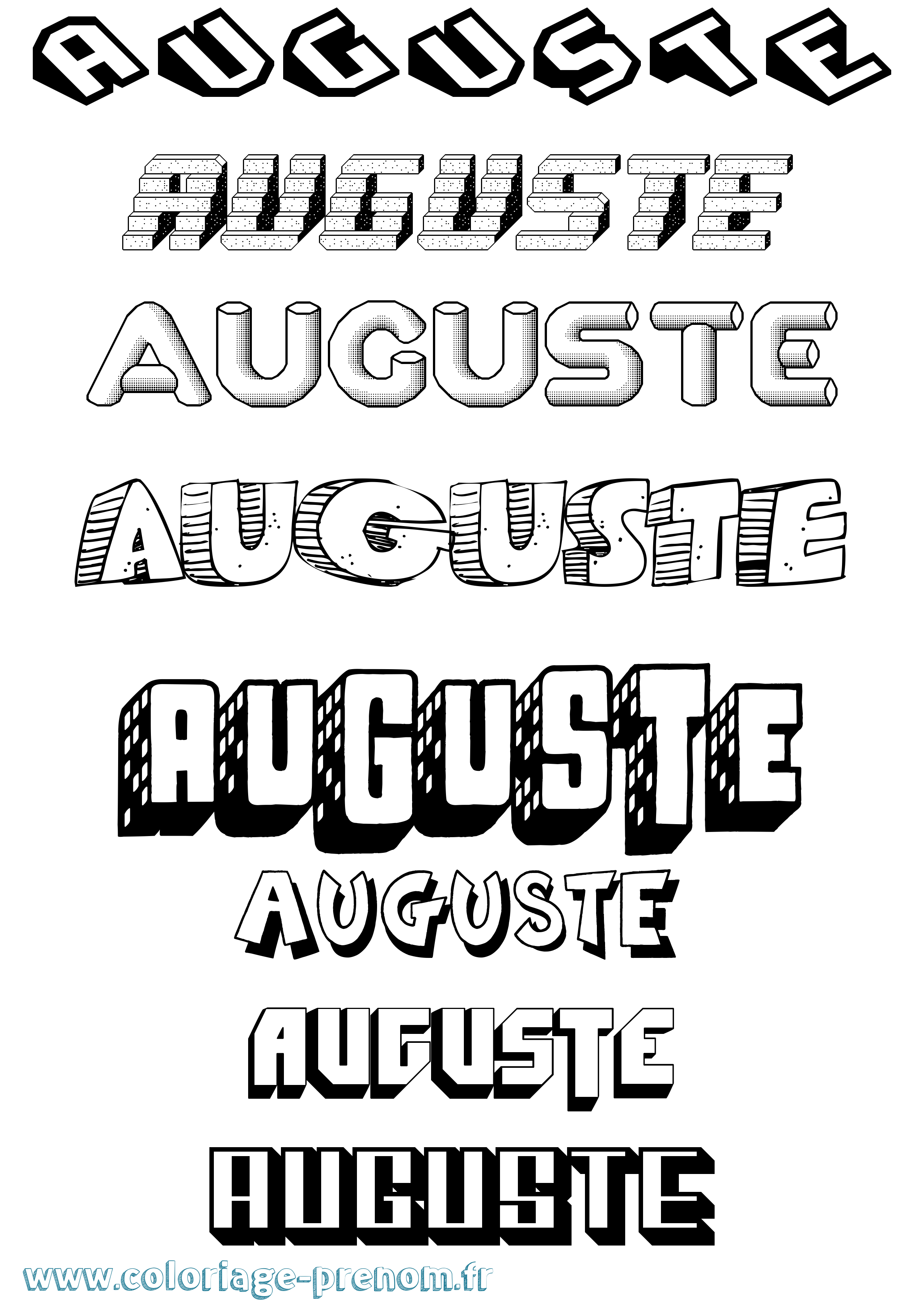 Coloriage prénom Auguste