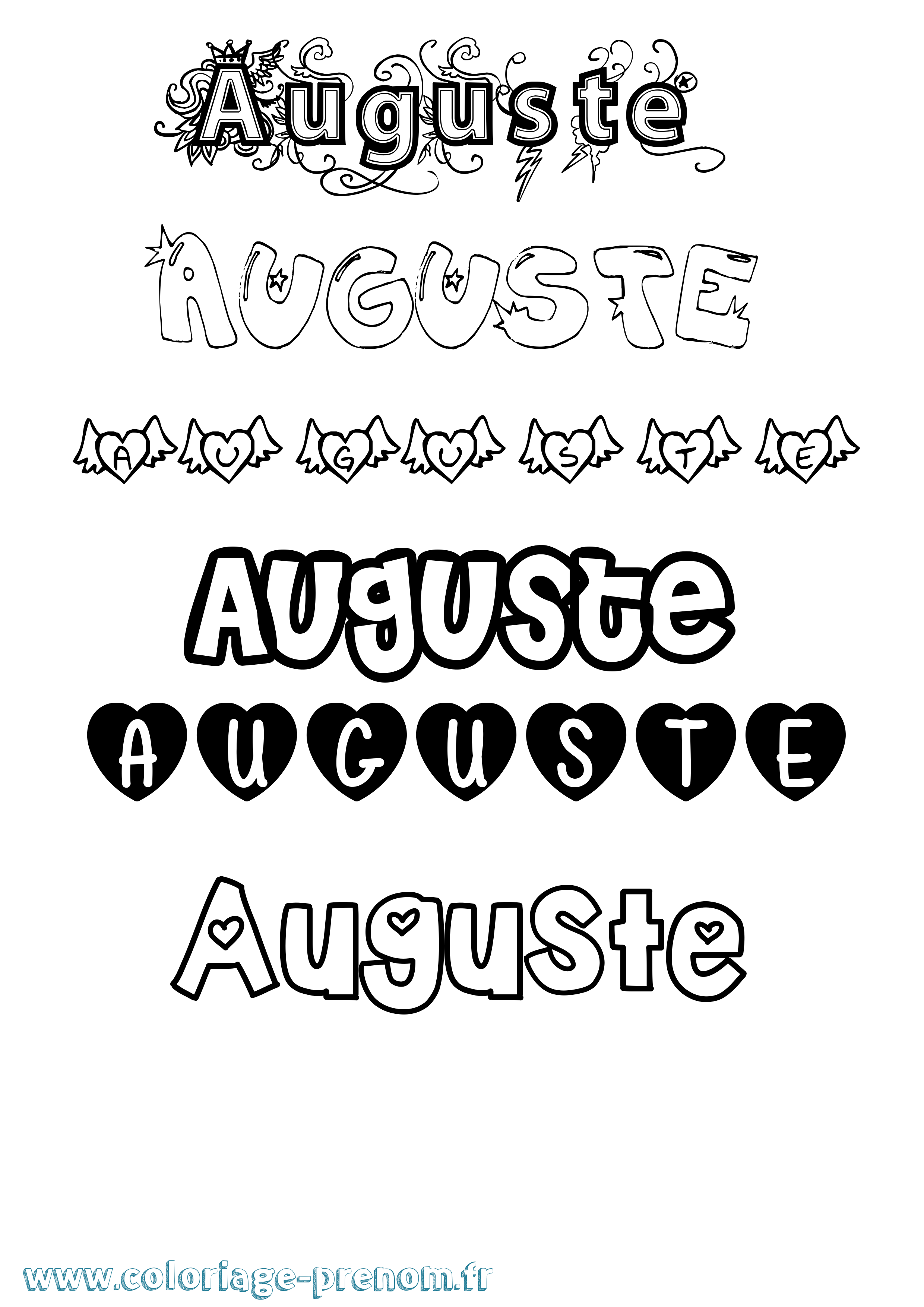 Coloriage prénom Auguste