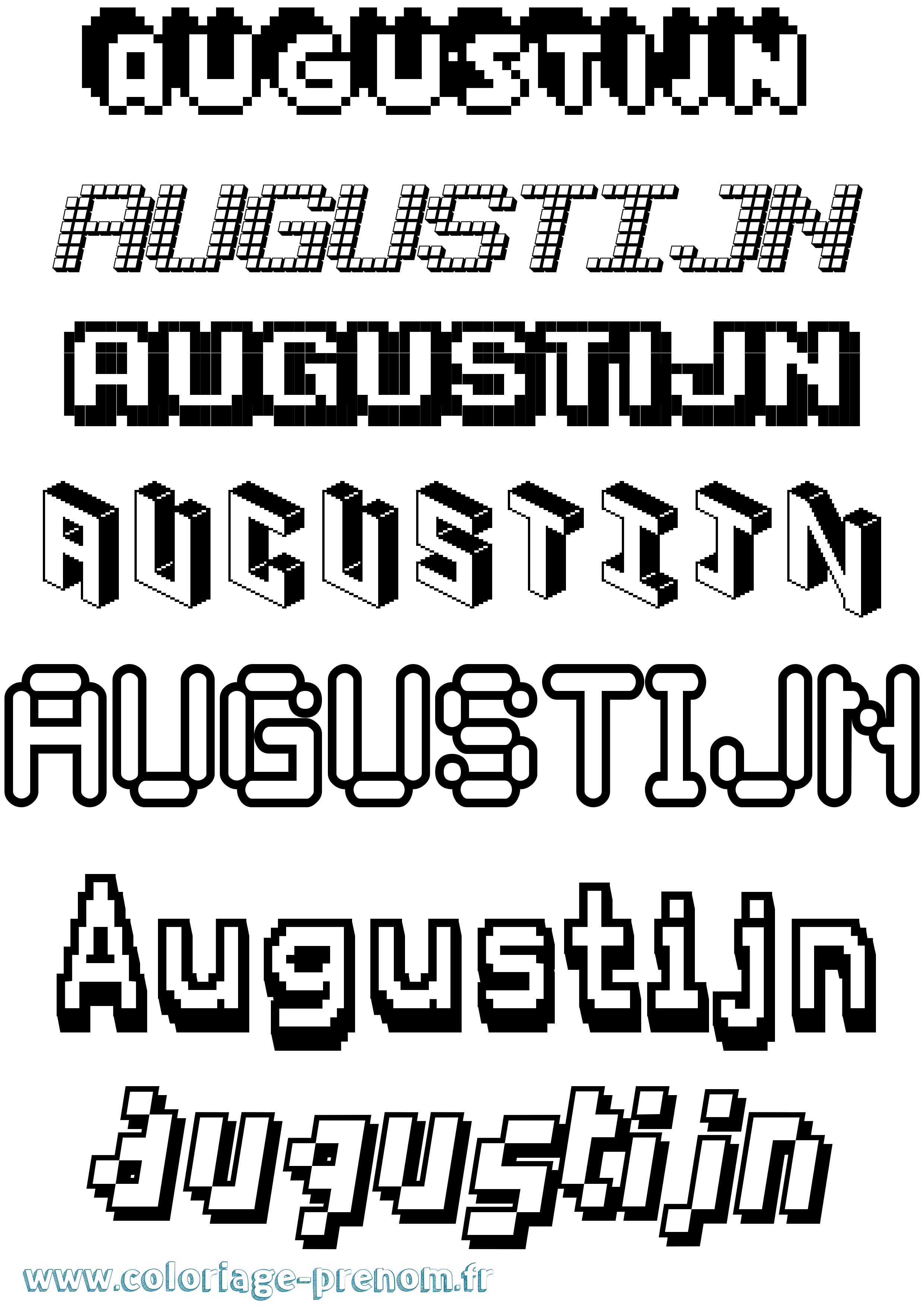 Coloriage prénom Augustijn Pixel