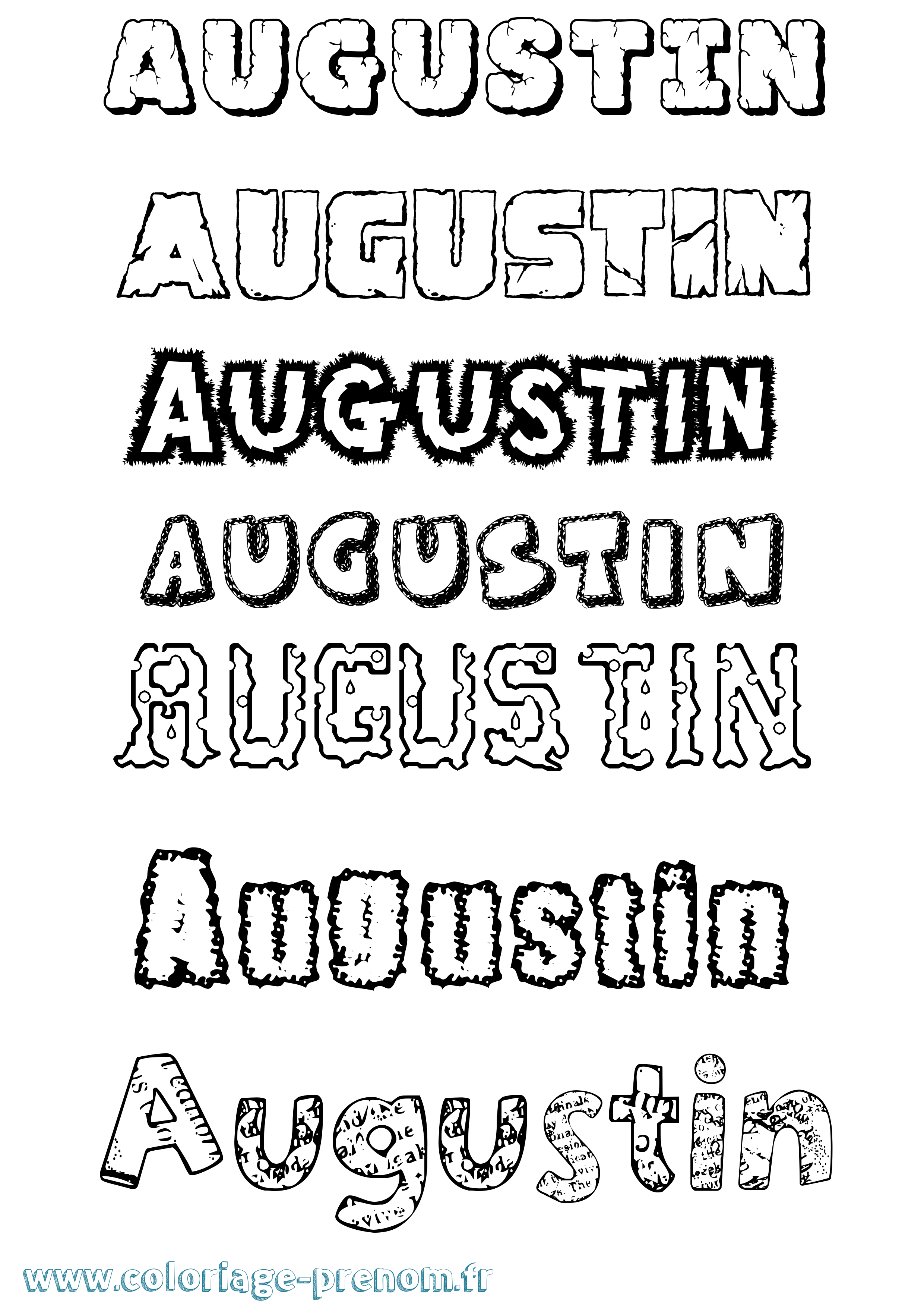Coloriage prénom Augustin Destructuré