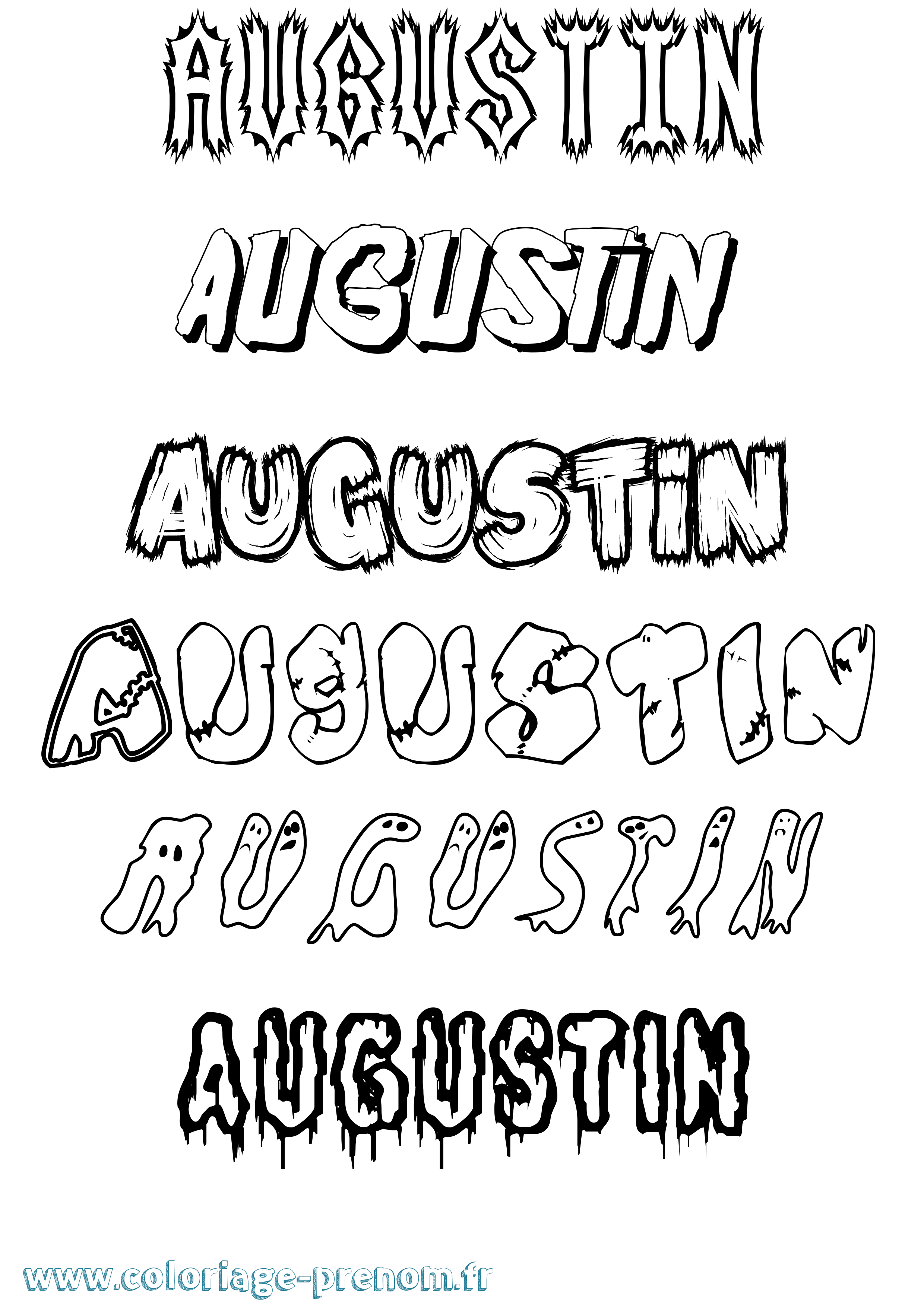 Coloriage prénom Augustin Frisson