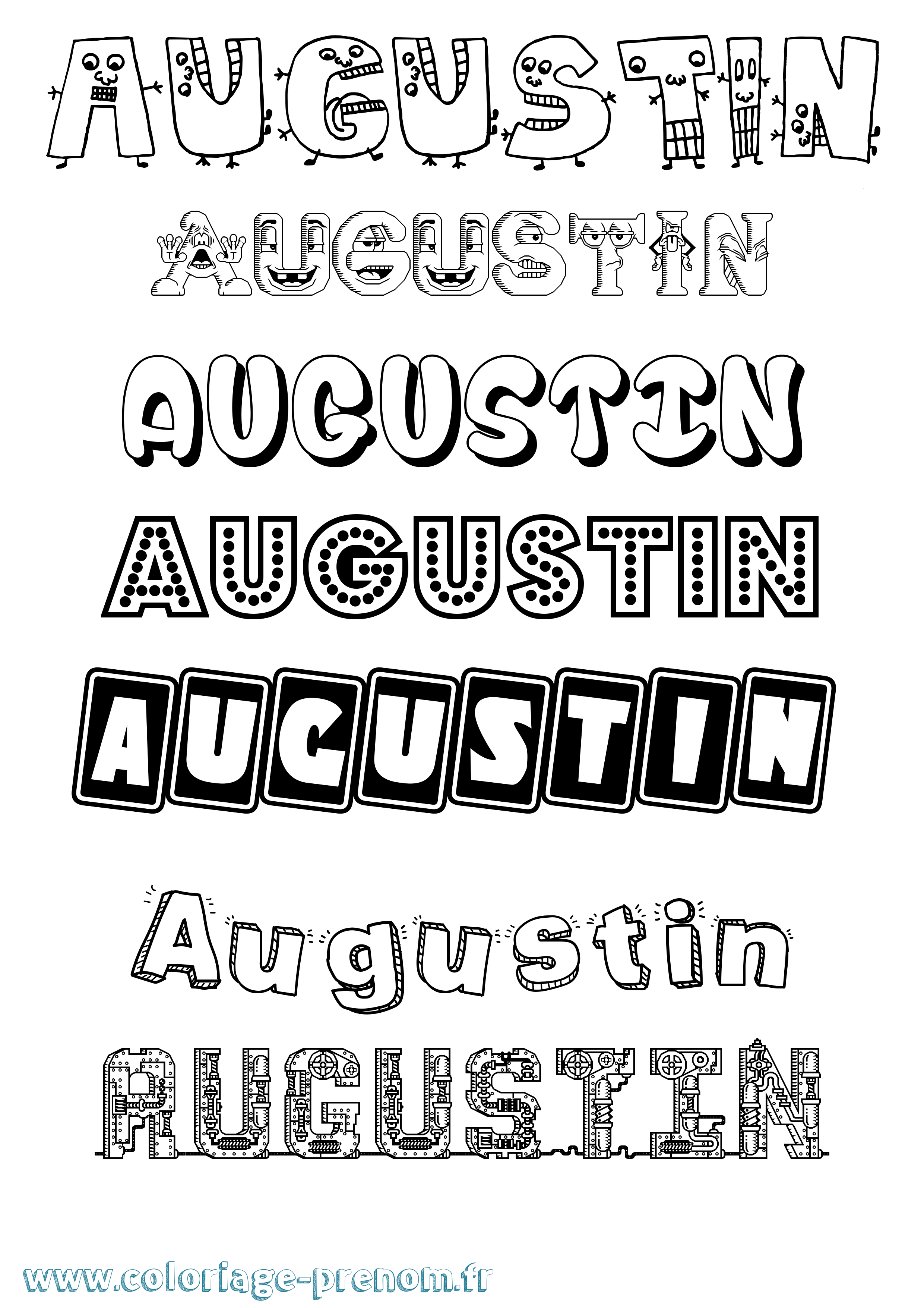 Coloriage prénom Augustin Fun