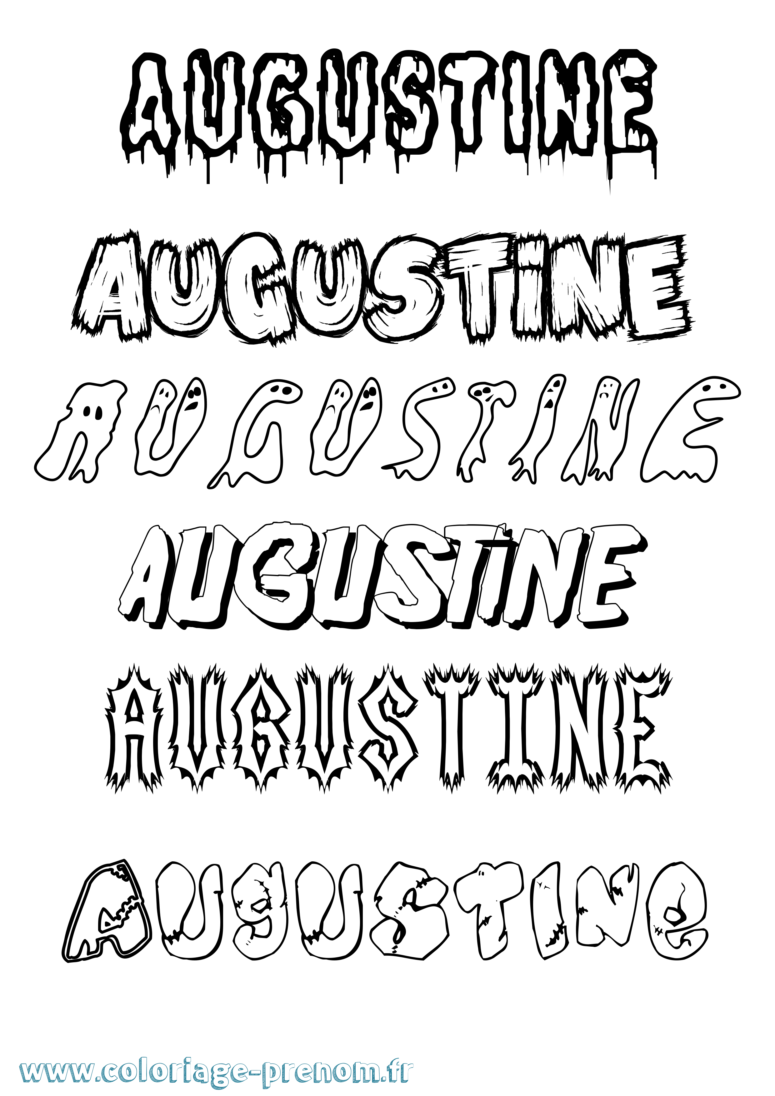Coloriage prénom Augustine Frisson
