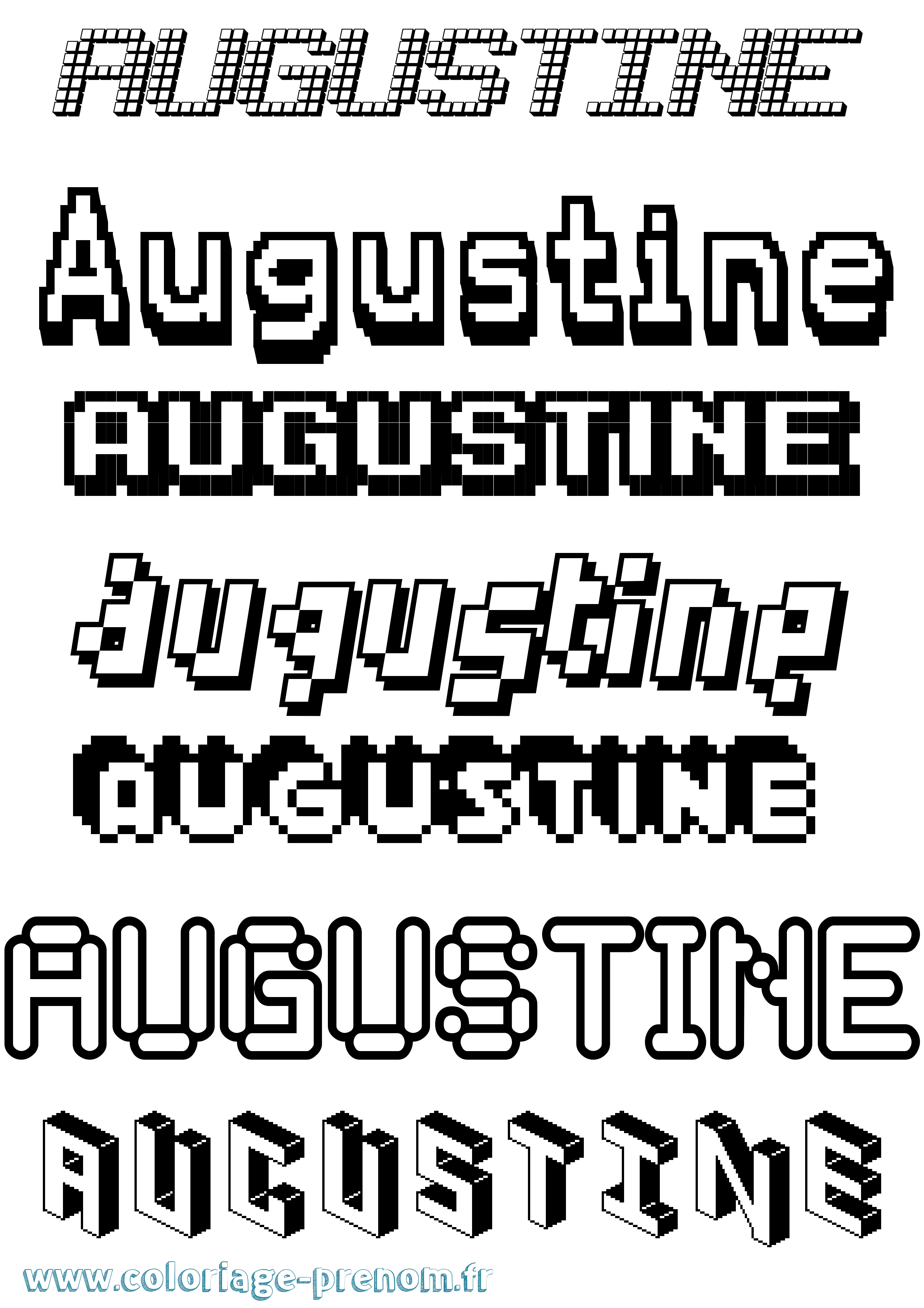 Coloriage prénom Augustine Pixel