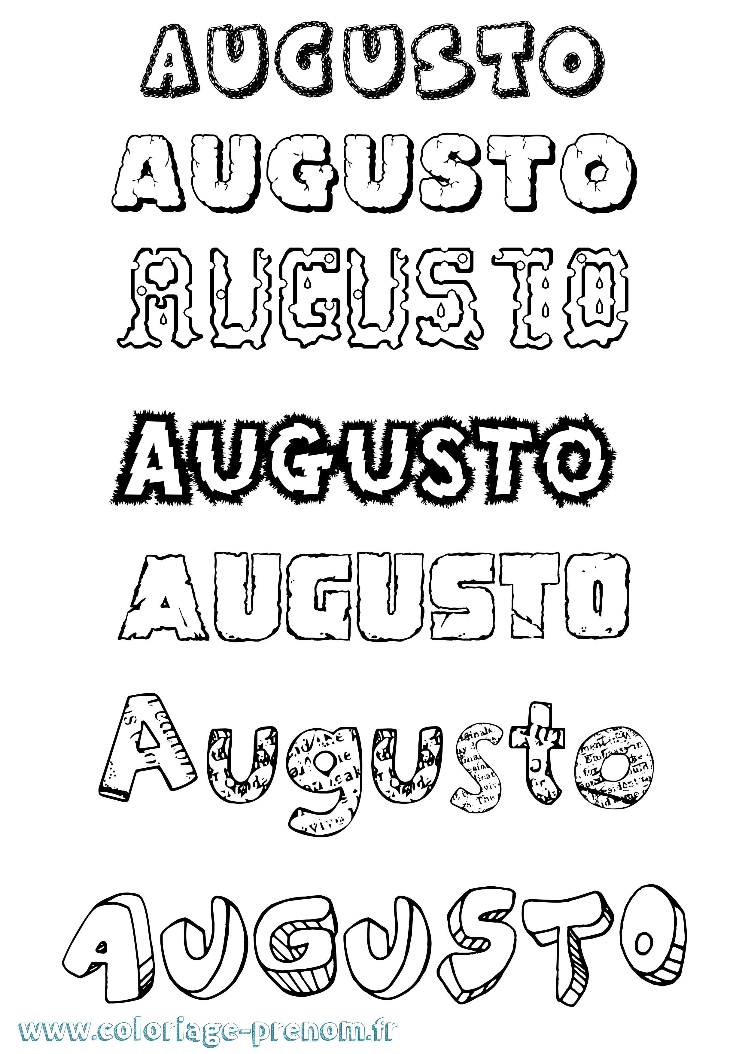Coloriage prénom Augusto Destructuré
