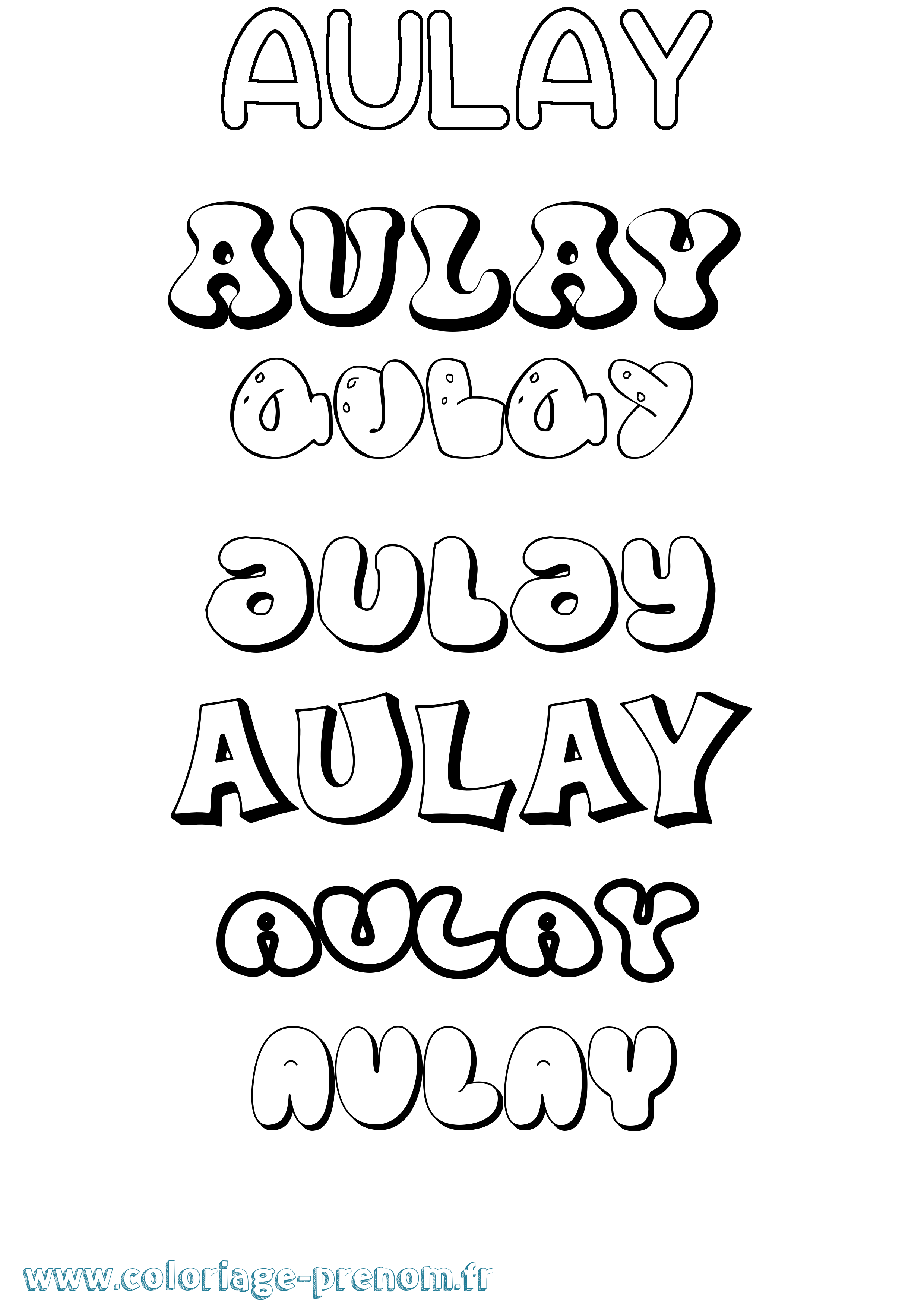 Coloriage prénom Aulay Bubble