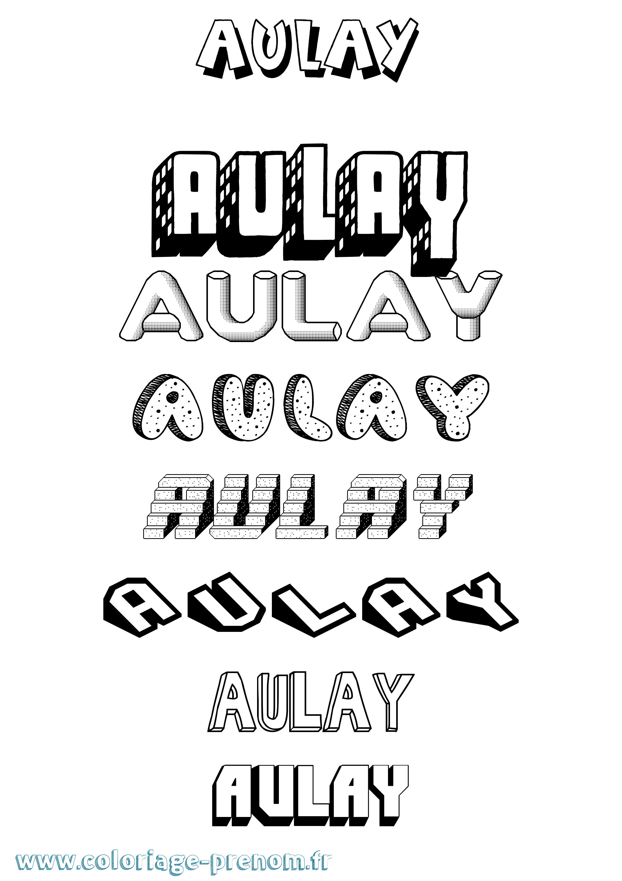 Coloriage prénom Aulay Effet 3D