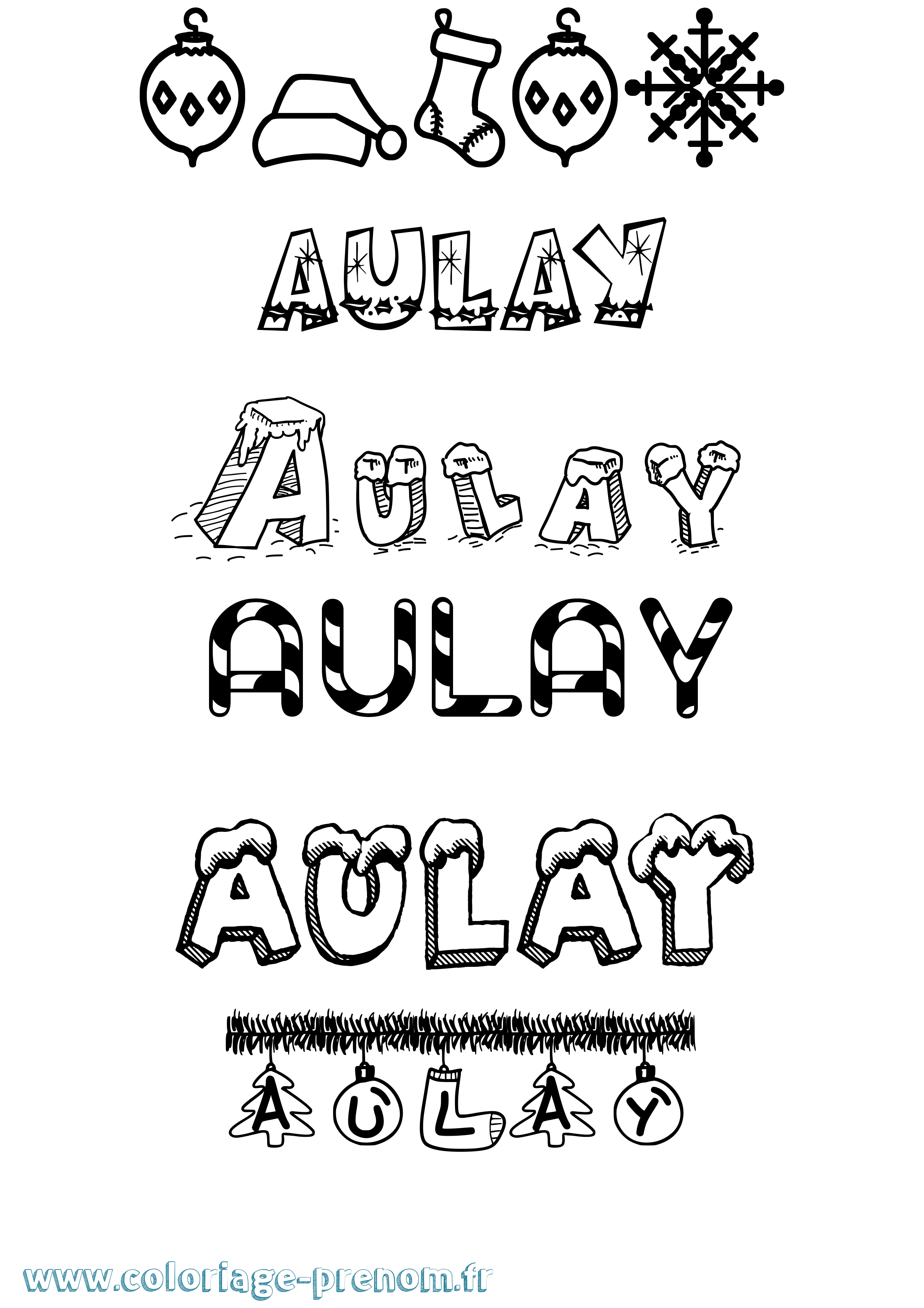 Coloriage prénom Aulay Noël