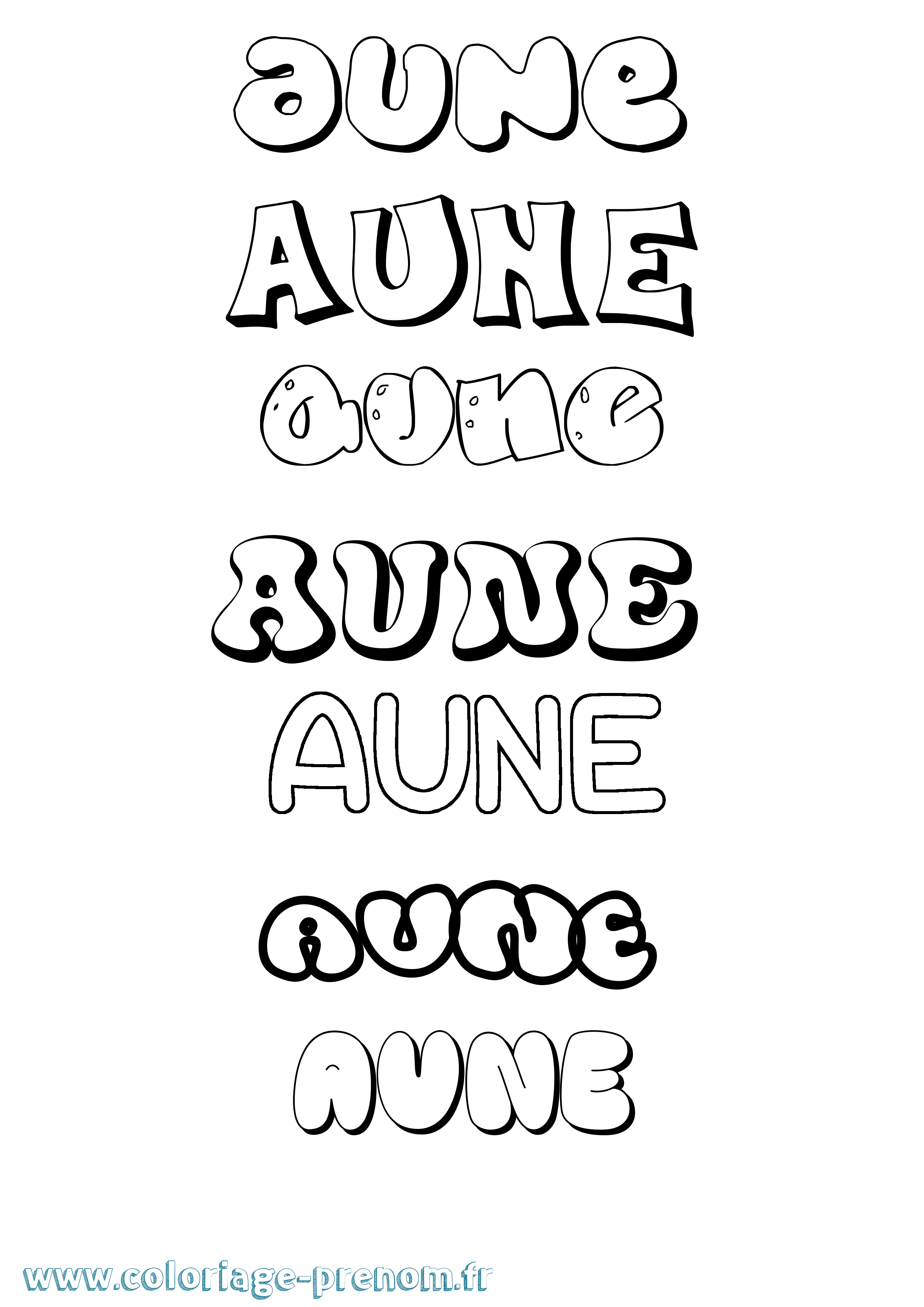 Coloriage Aune Bubble Coloriage prénom Aune Bubble