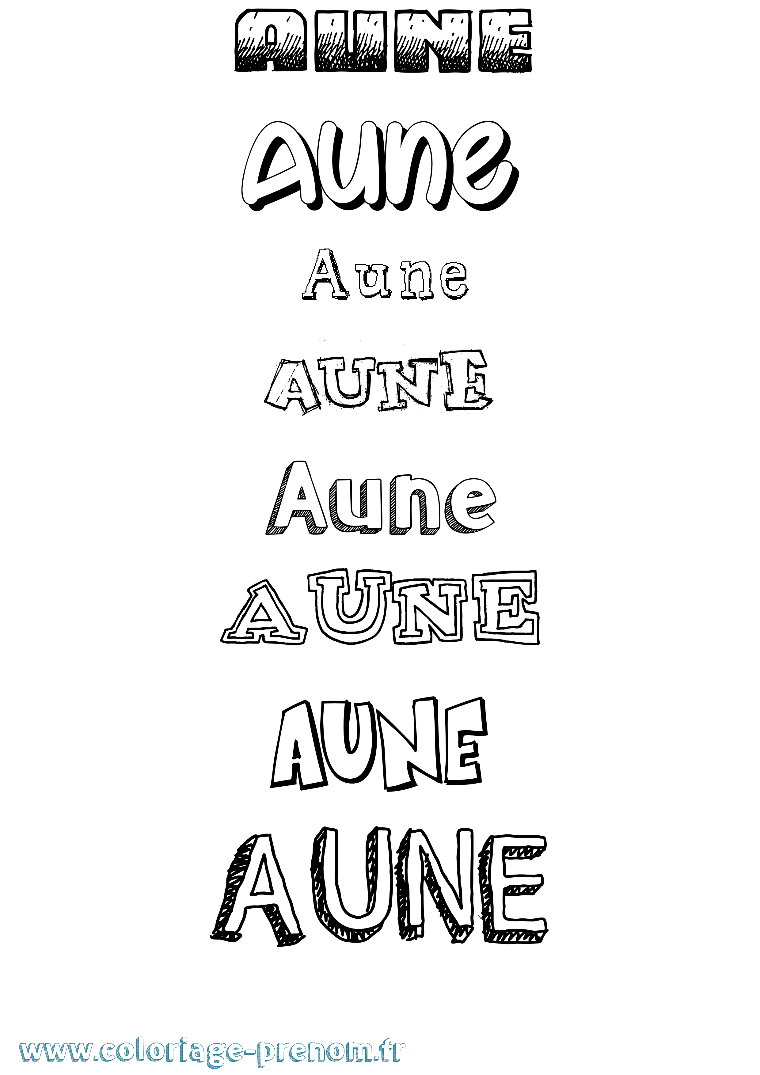 Coloriage Aune Dessiné Coloriage prénom Aune Dessiné