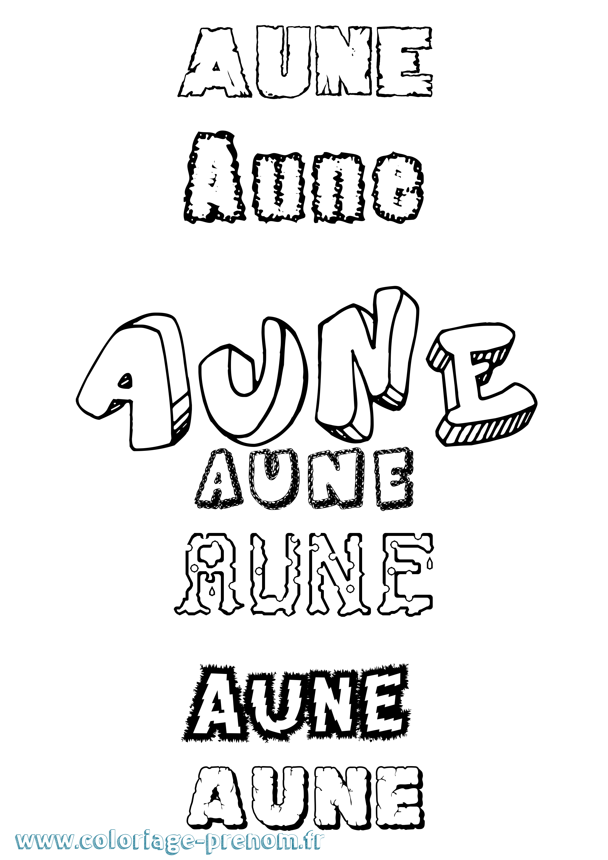 Coloriage Aune Destructuré Coloriage prénom Aune Destructuré