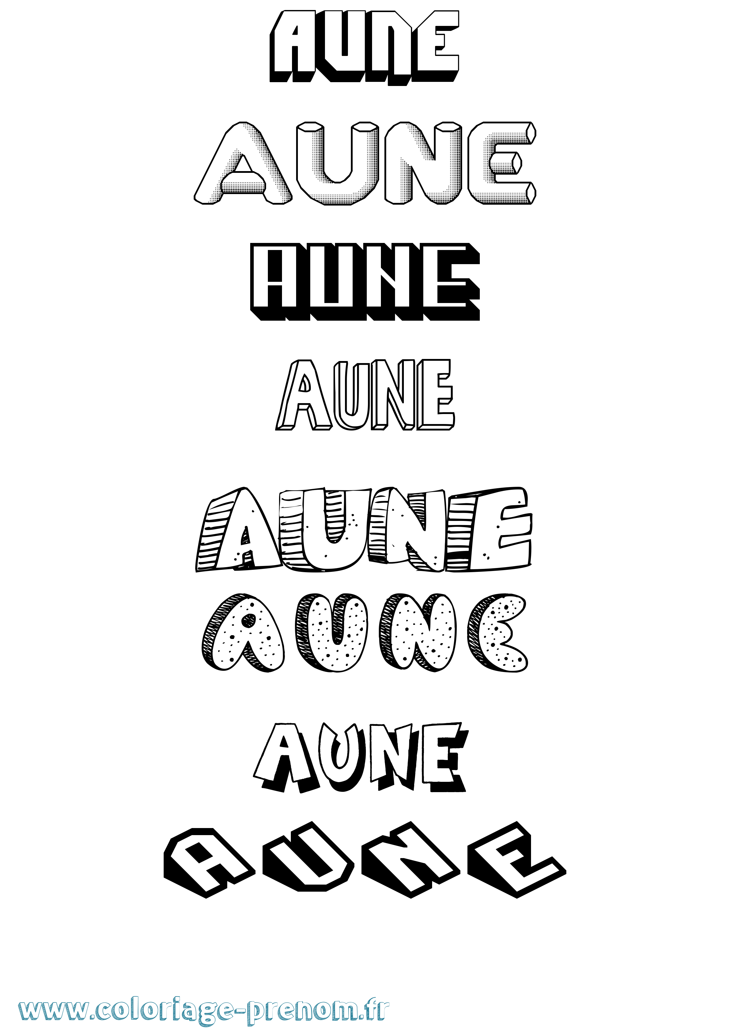 Coloriage Aune Effet 3D Coloriage prénom Aune Effet 3D