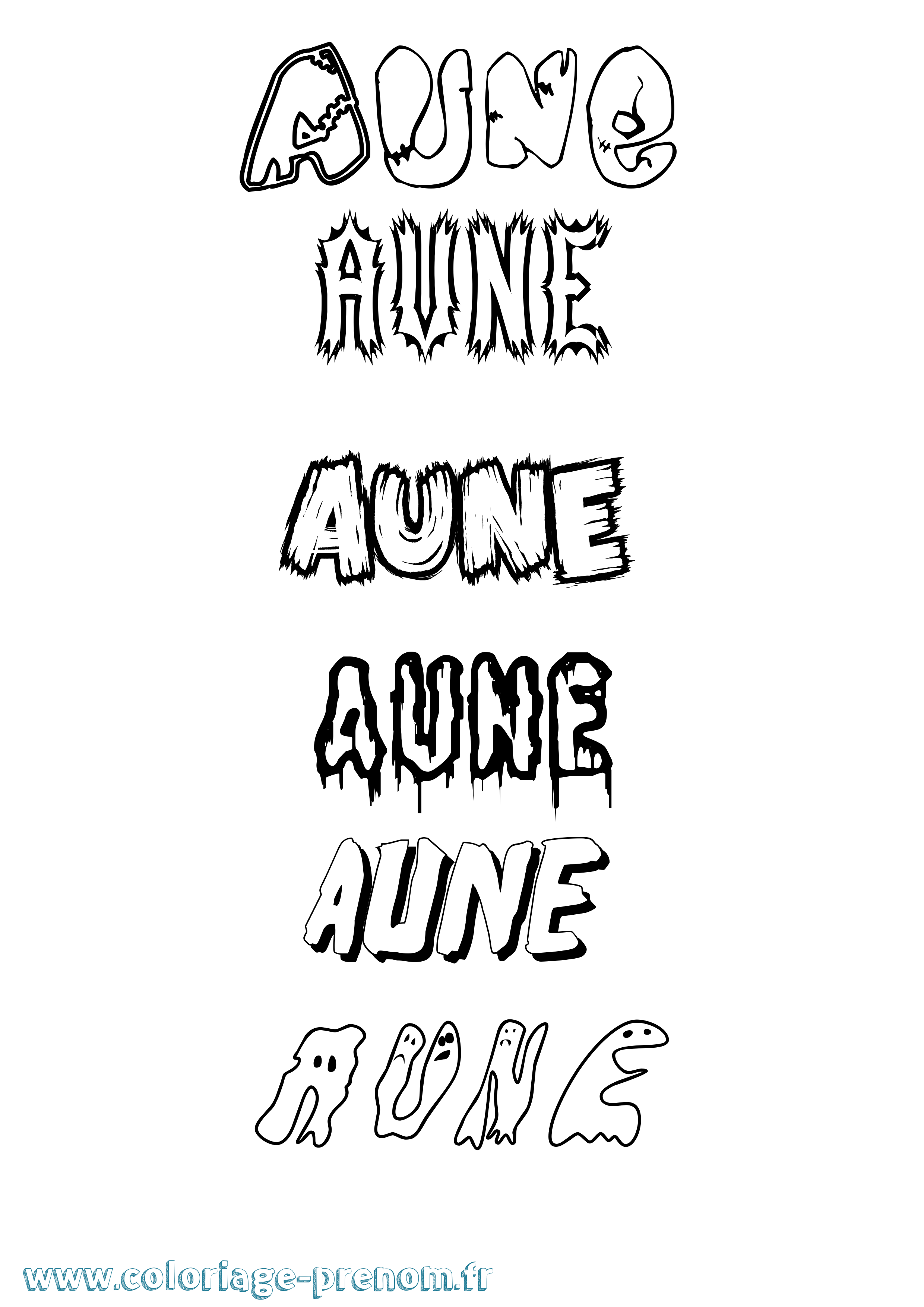 Coloriage Aune Frisson Coloriage prénom Aune Frisson
