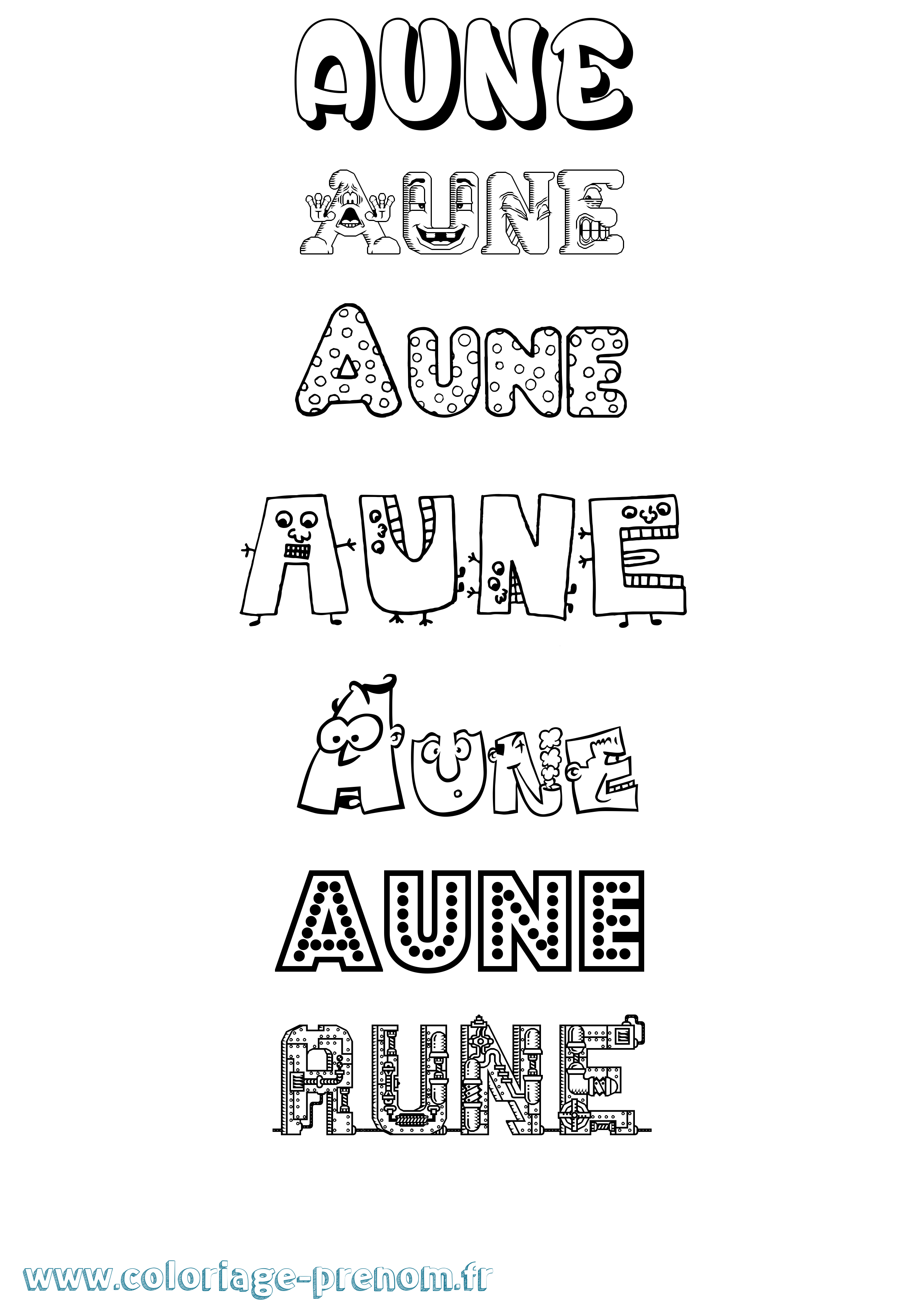 Coloriage Aune Fun Coloriage prénom Aune Fun