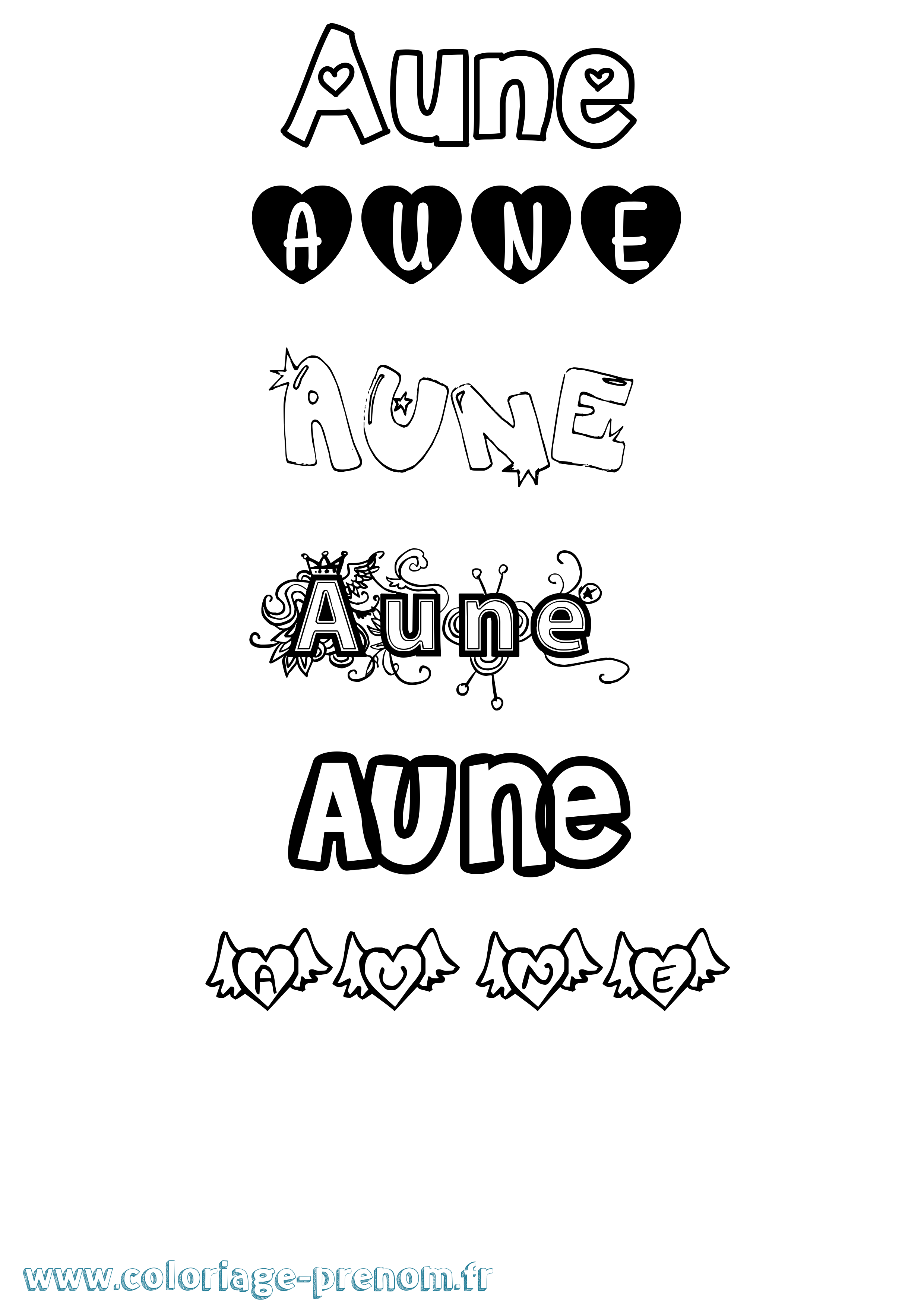 Coloriage Aune Girly Coloriage prénom Aune Girly