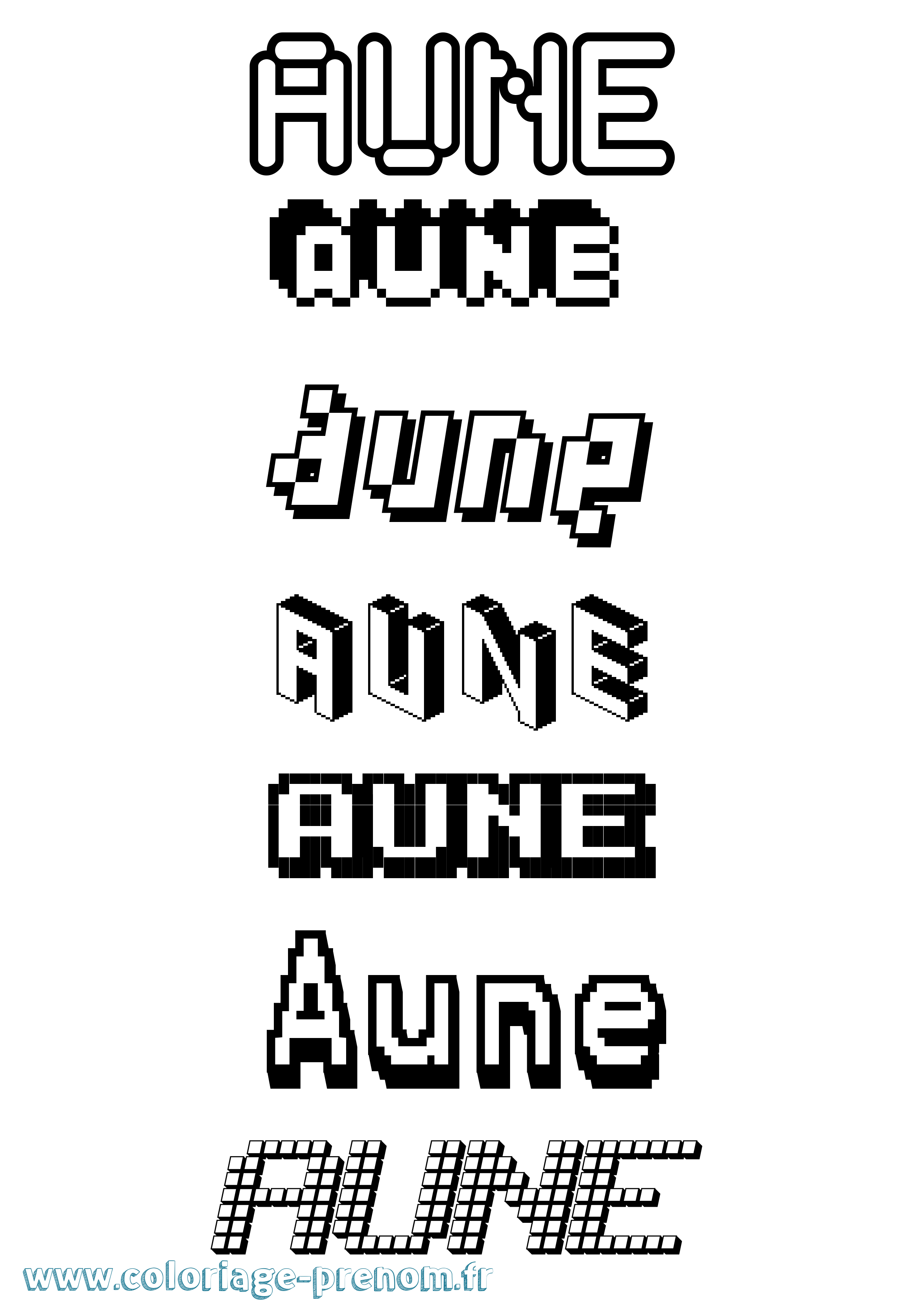 Coloriage Aune Pixel Coloriage prénom Aune Pixel