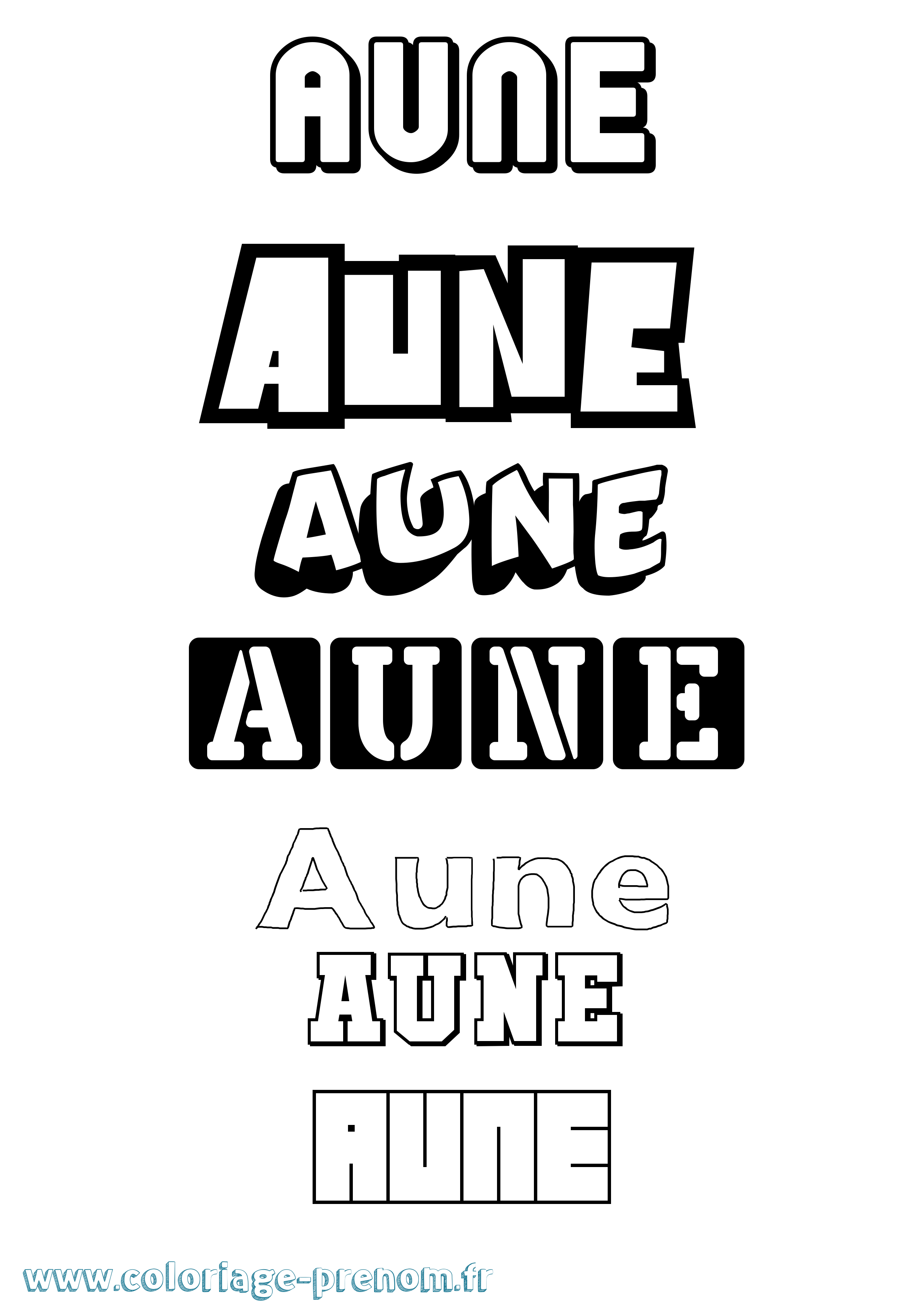 Coloriage prénom Aune Simple