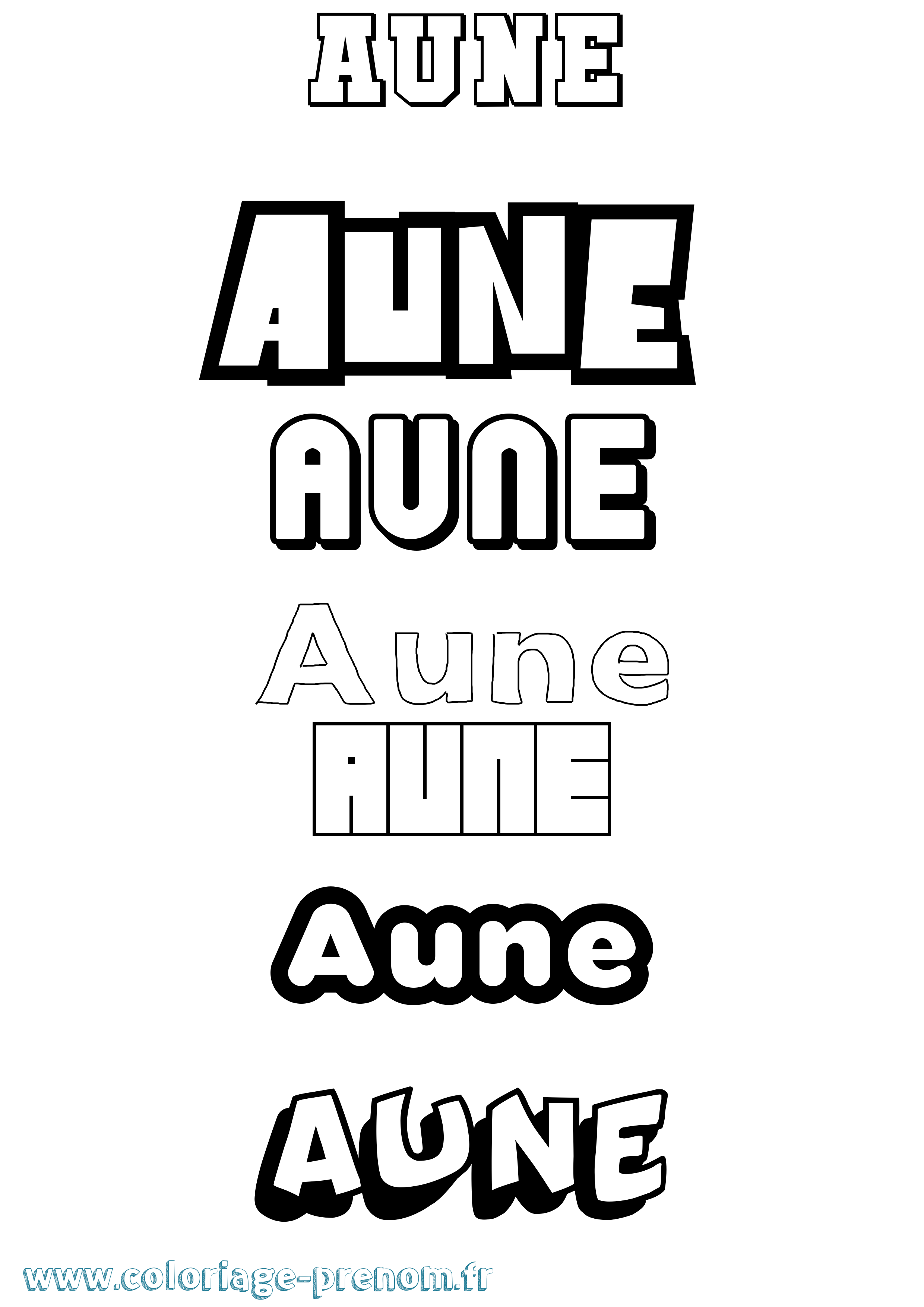 Coloriage Aune Simple Coloriage prénom Aune Simple