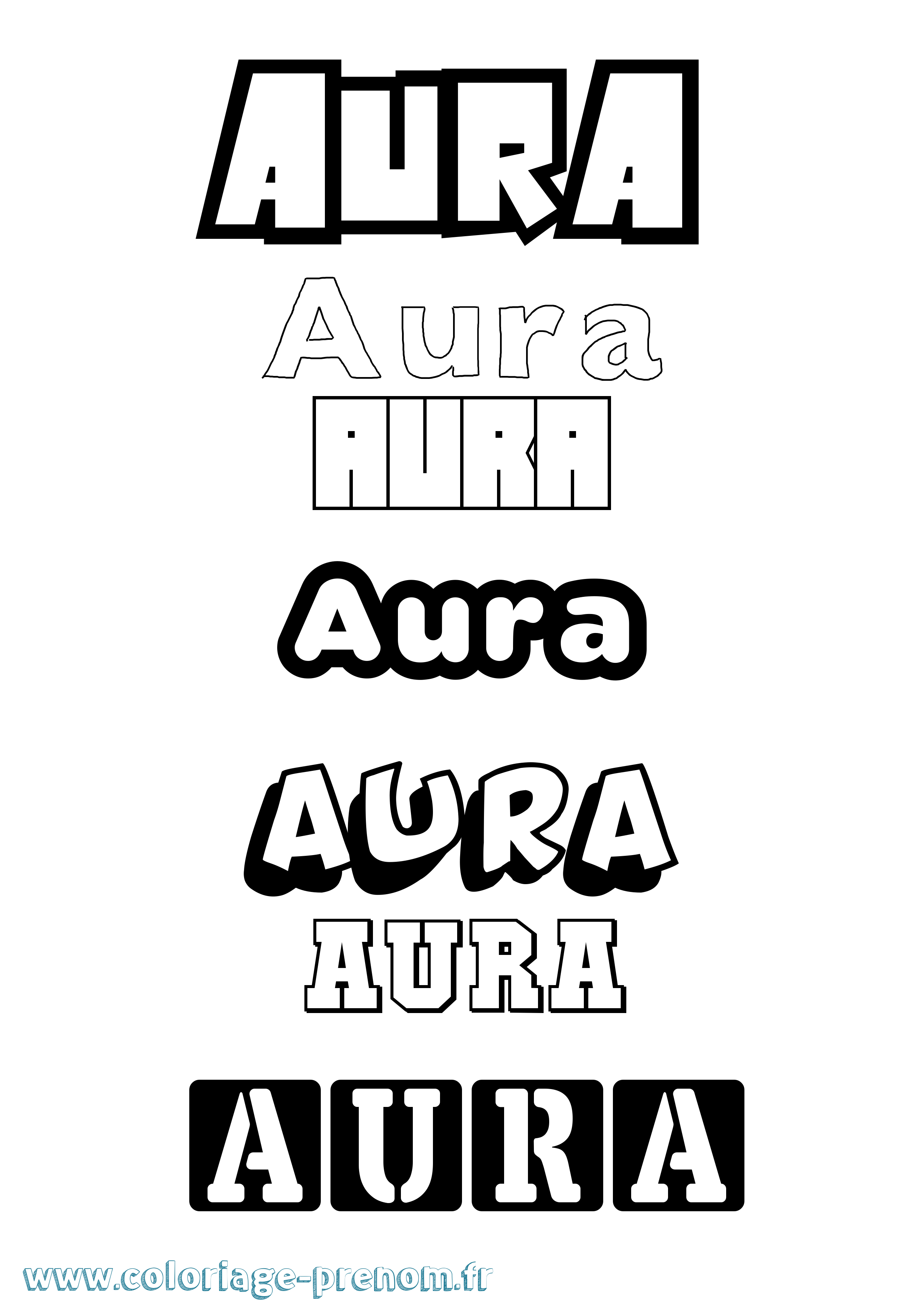 Coloriage prénom Aura Simple