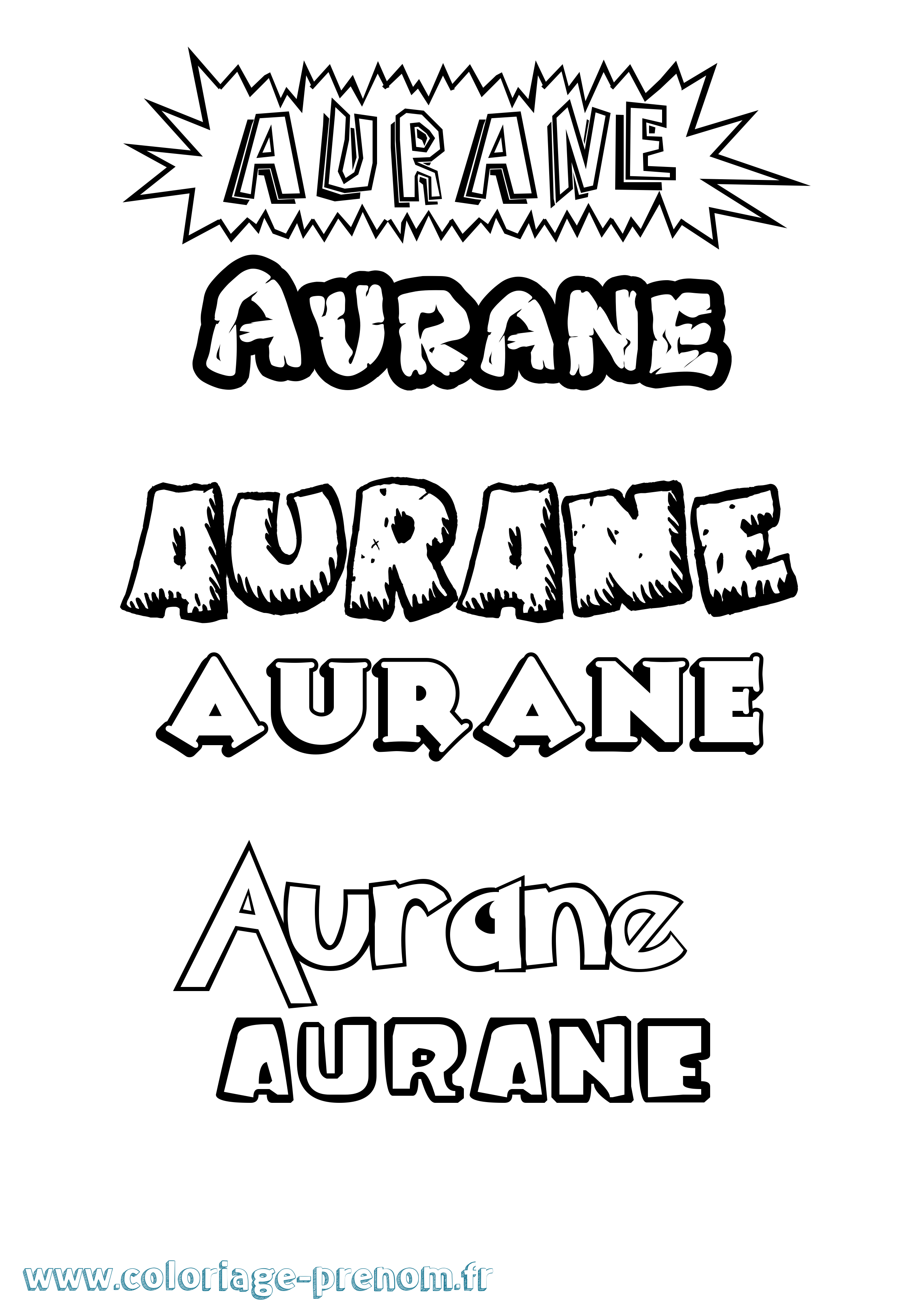 Coloriage prénom Aurane Dessin Animé