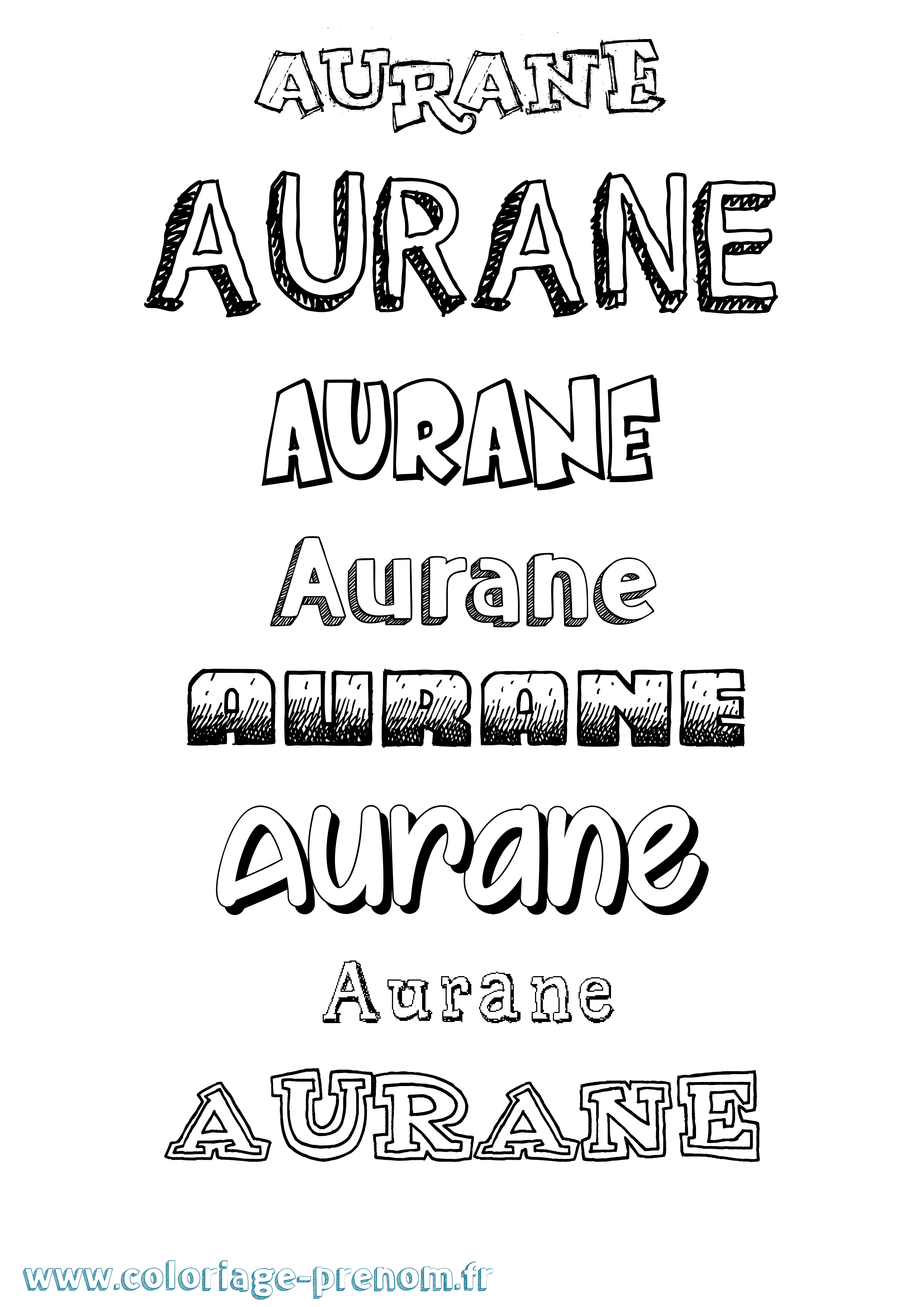 Coloriage prénom Aurane Dessiné