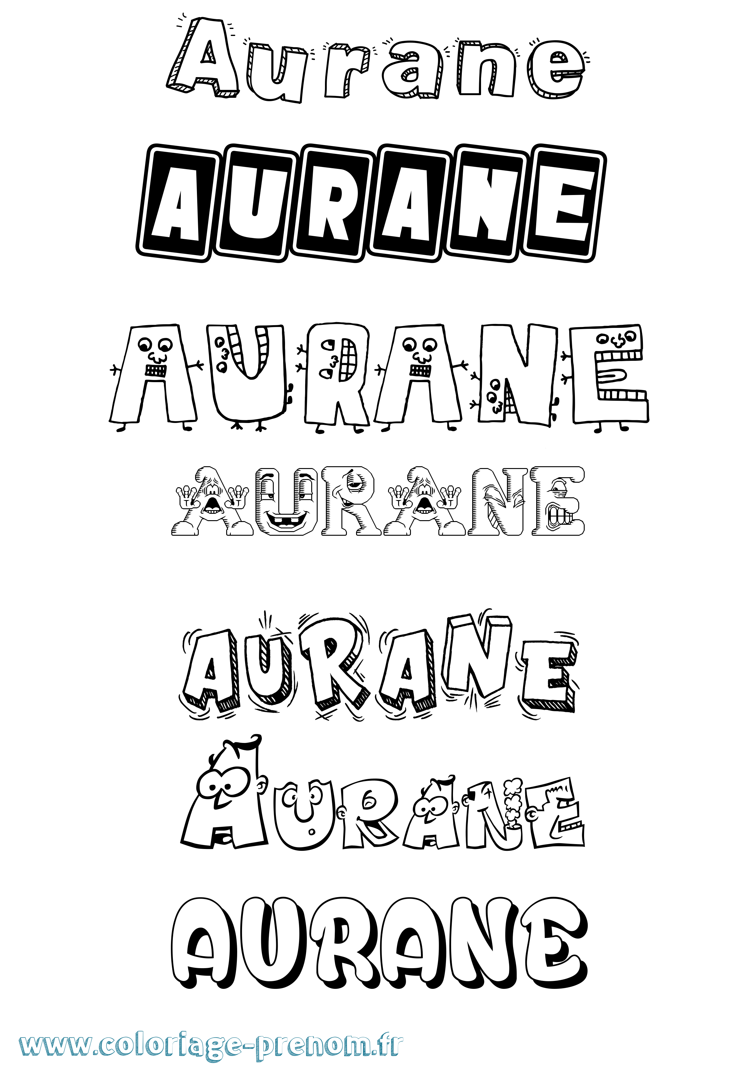 Coloriage prénom Aurane Fun